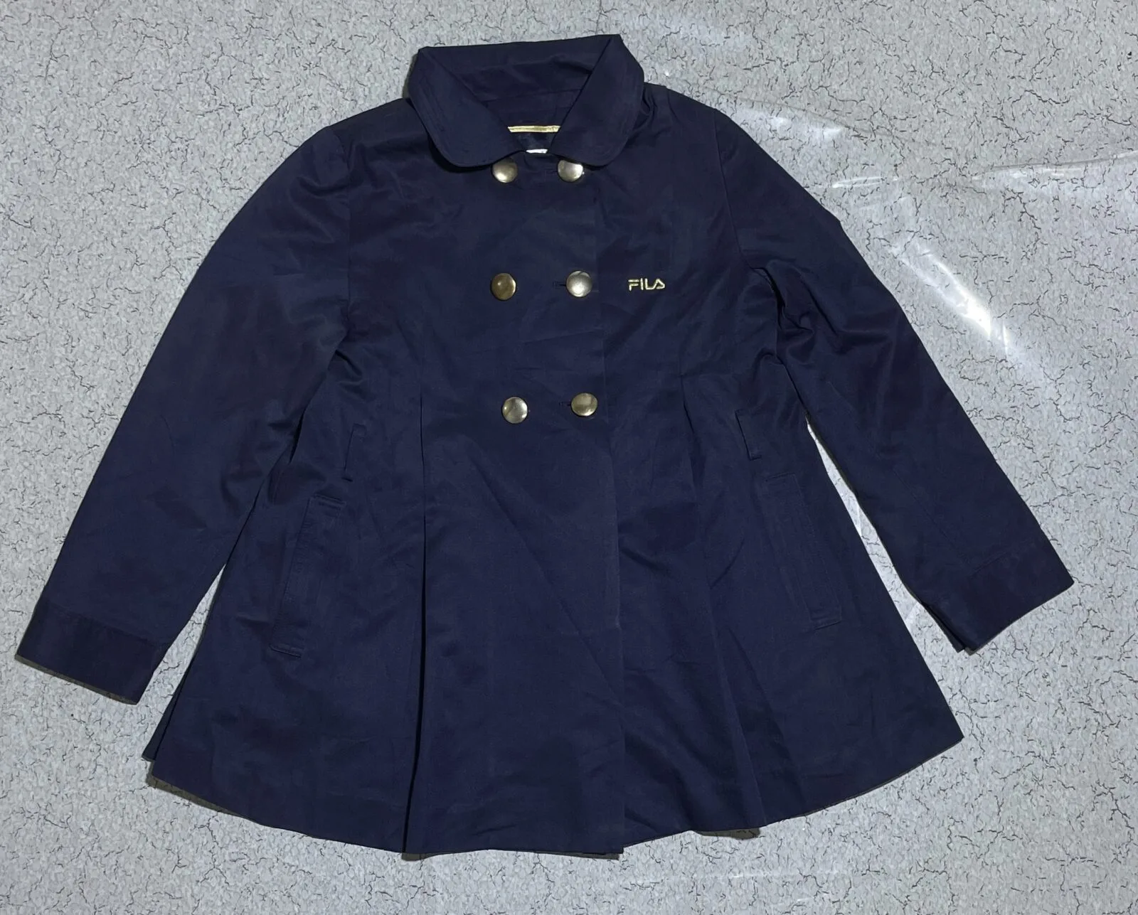 FILA Women’s Navy Trench Style Jacket Size S | Double Button Coat