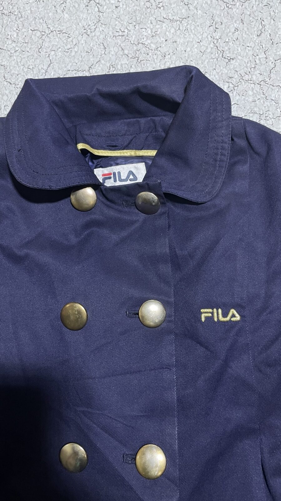 FILA Women’s Navy Trench Style Jacket Size S | Double Button Coat
