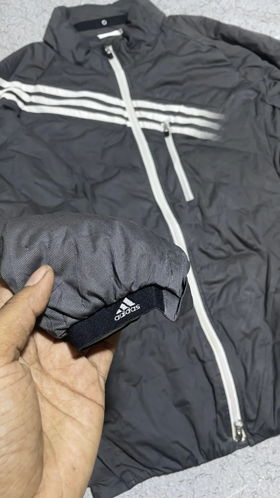 Adidas Track Jacket 3 Stripes Grey Size L