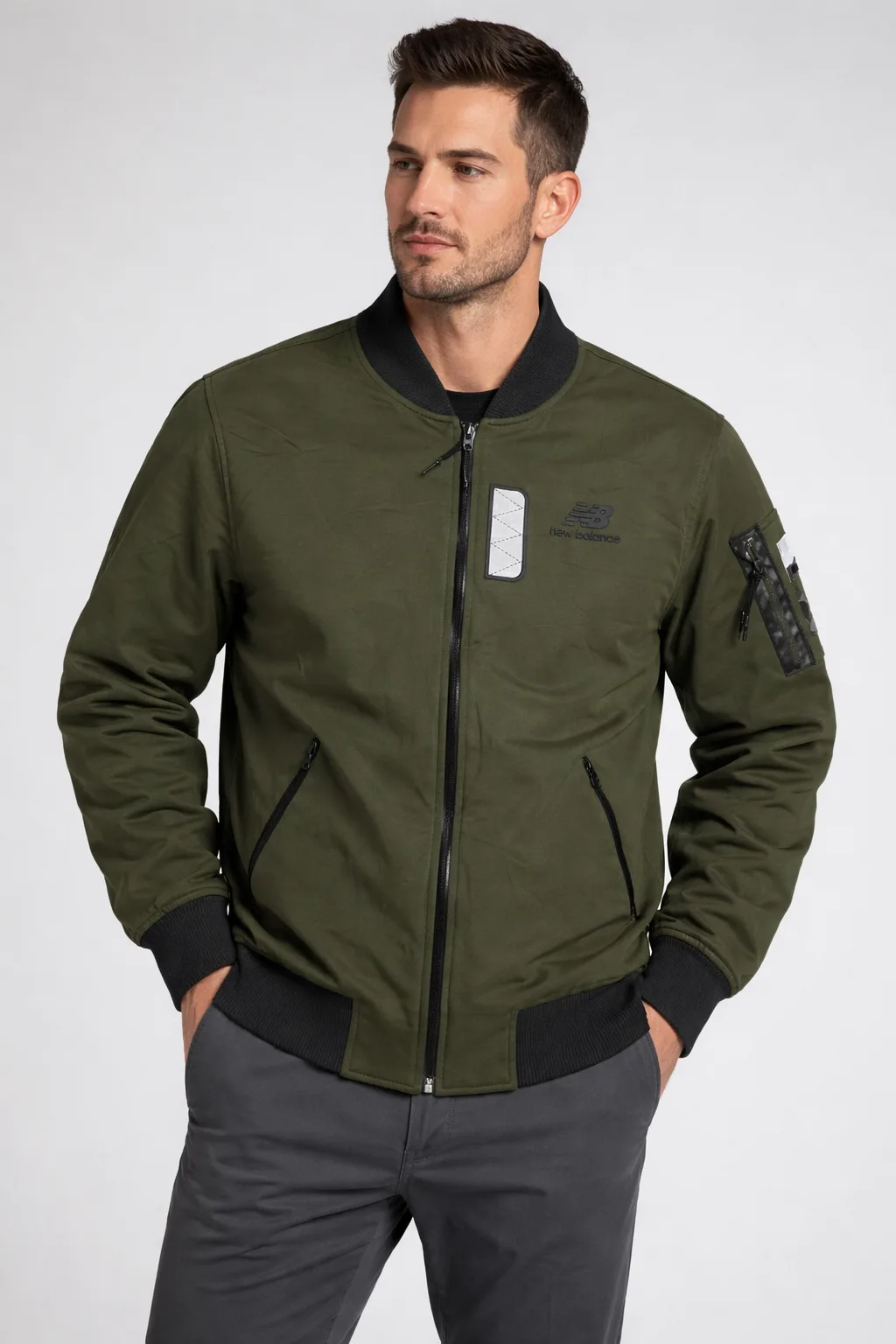 New Balance Men’s Bomber Jacket Olive Green – Size L