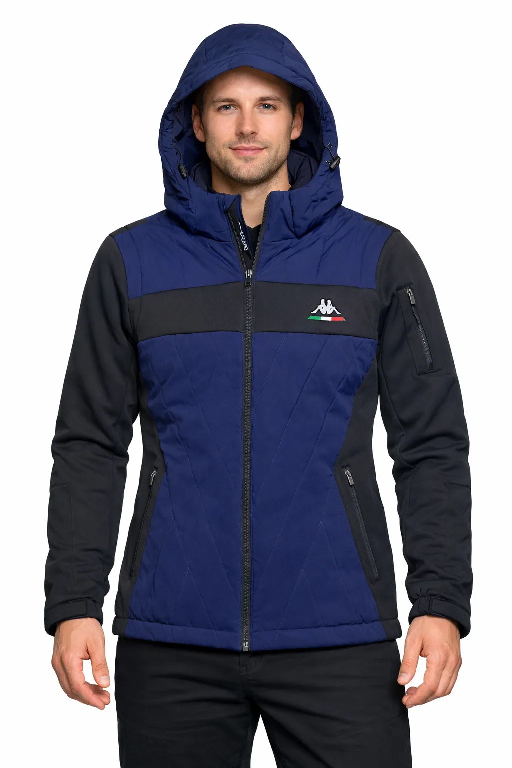 Kappa Motion Tech Men’s Navy Black Puffer Softshell Jacket Hood L