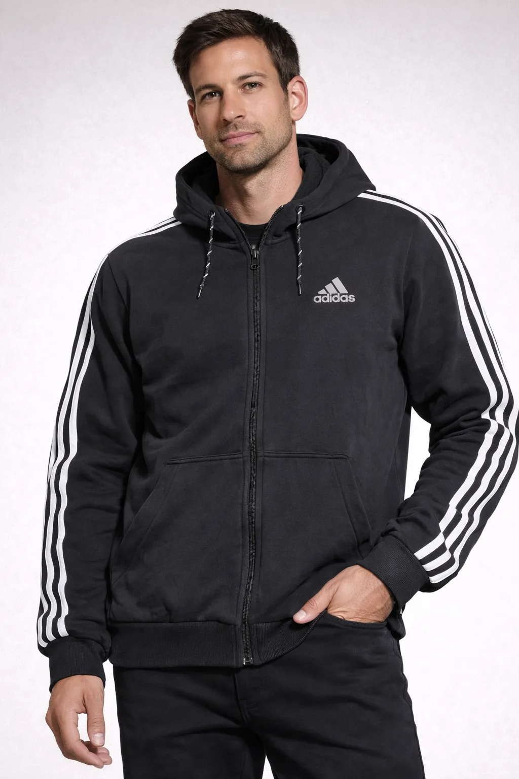 Adidas 3Stripes Climalite Hooded Jacket Black XL