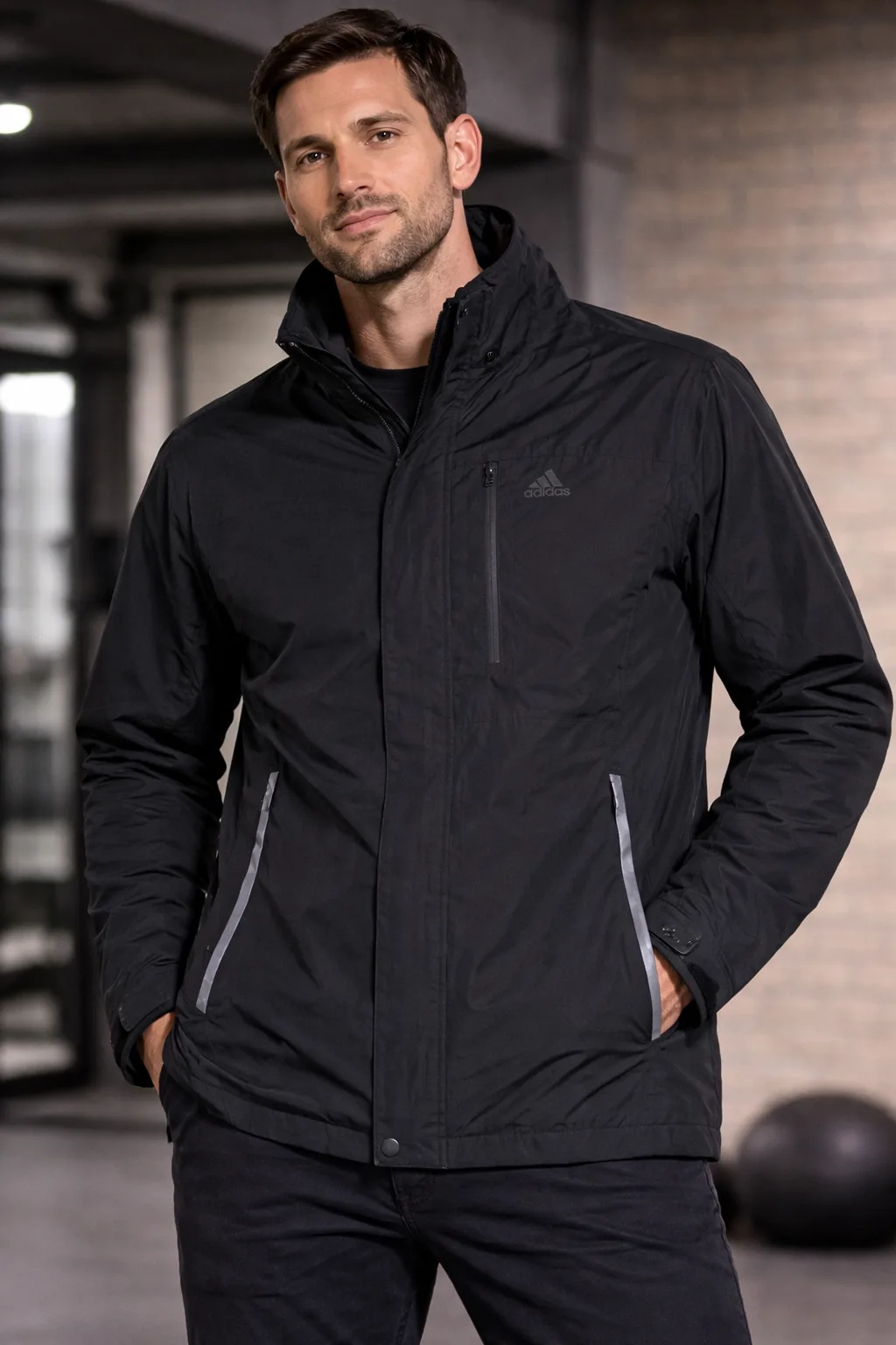 Adidas Waterproof Black Windbreaker Jacket Men’s Xl