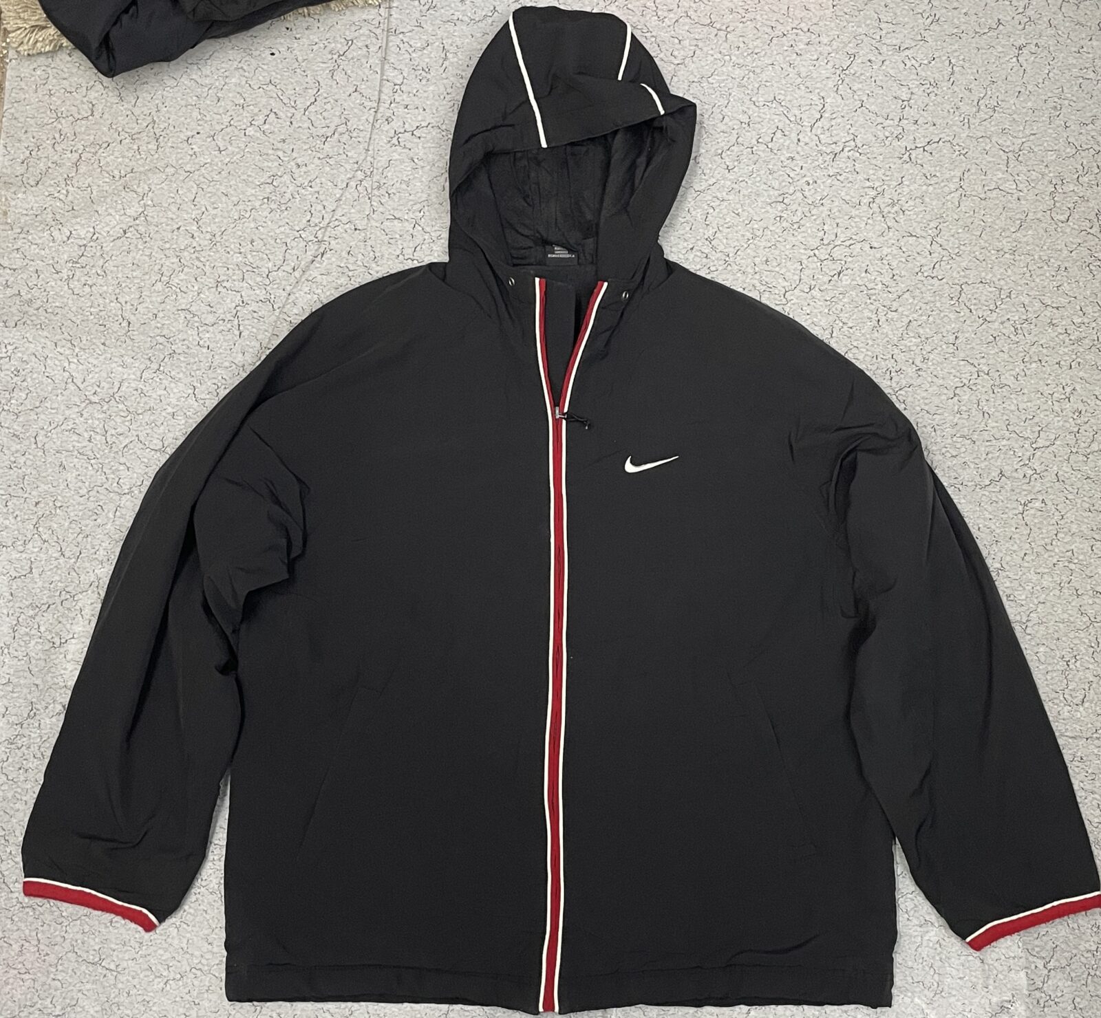 Nike Black Hooded Windbreaker Red White Jacket Xl