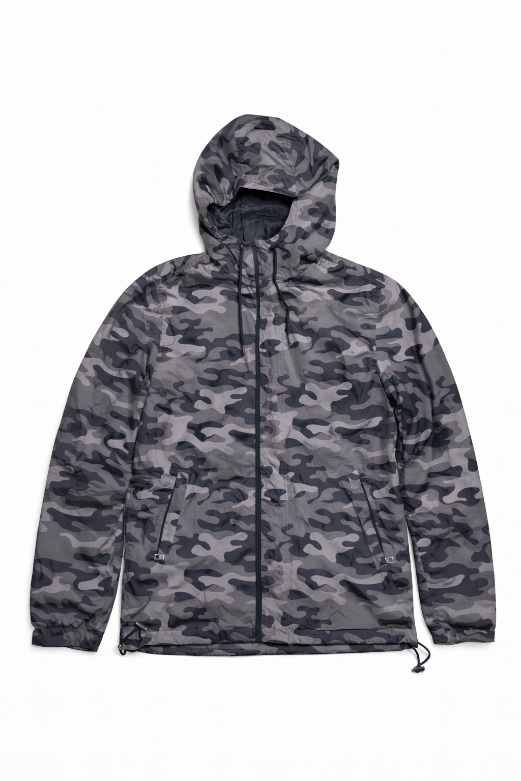 Zara Man Grey Camouflage Hooded Jacket Slim Fit Men’s Winter Wear Xl