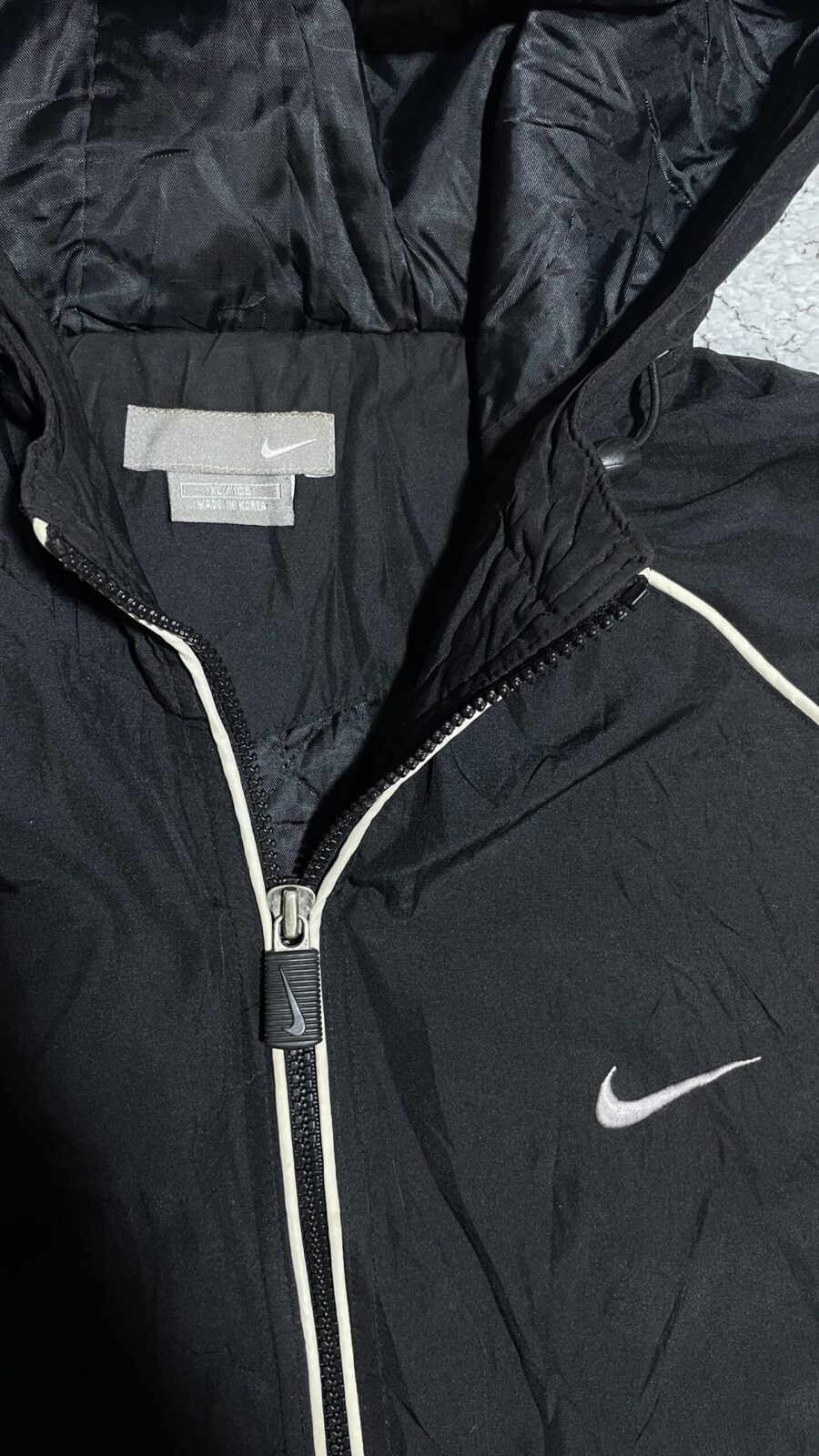 Y2K Nike Hooded Puffer Jacket Black Grey Early 2000S Size Xxl