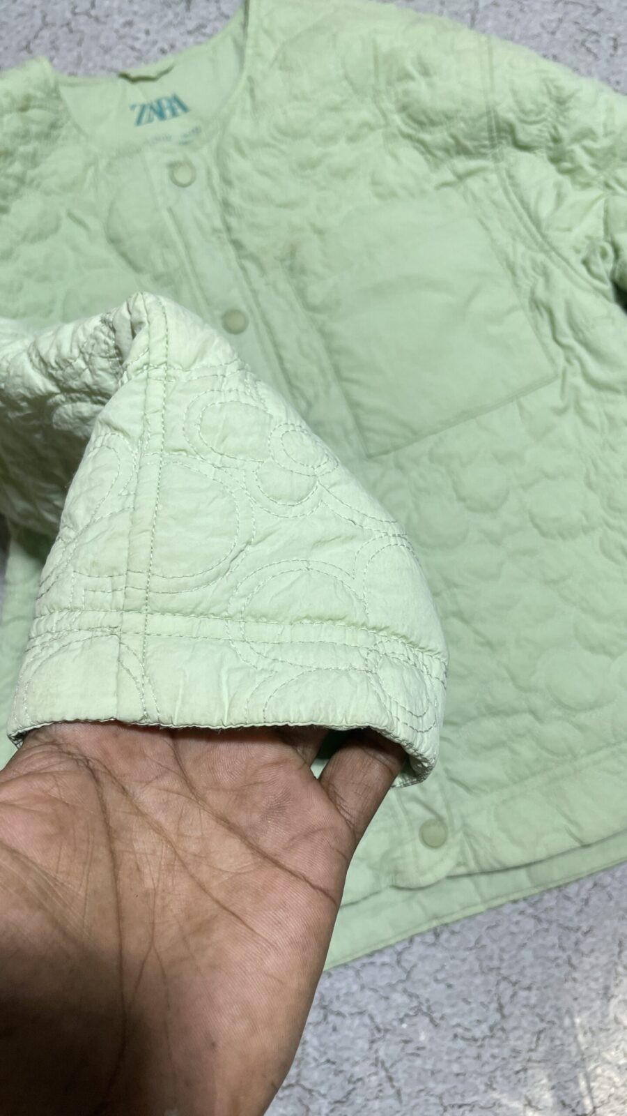Zara Quilted Jacket Mint Green Size Xs