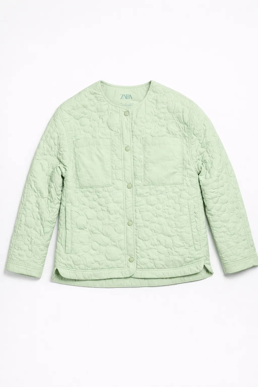 Zara Quilted Jacket Mint Green Size Xs