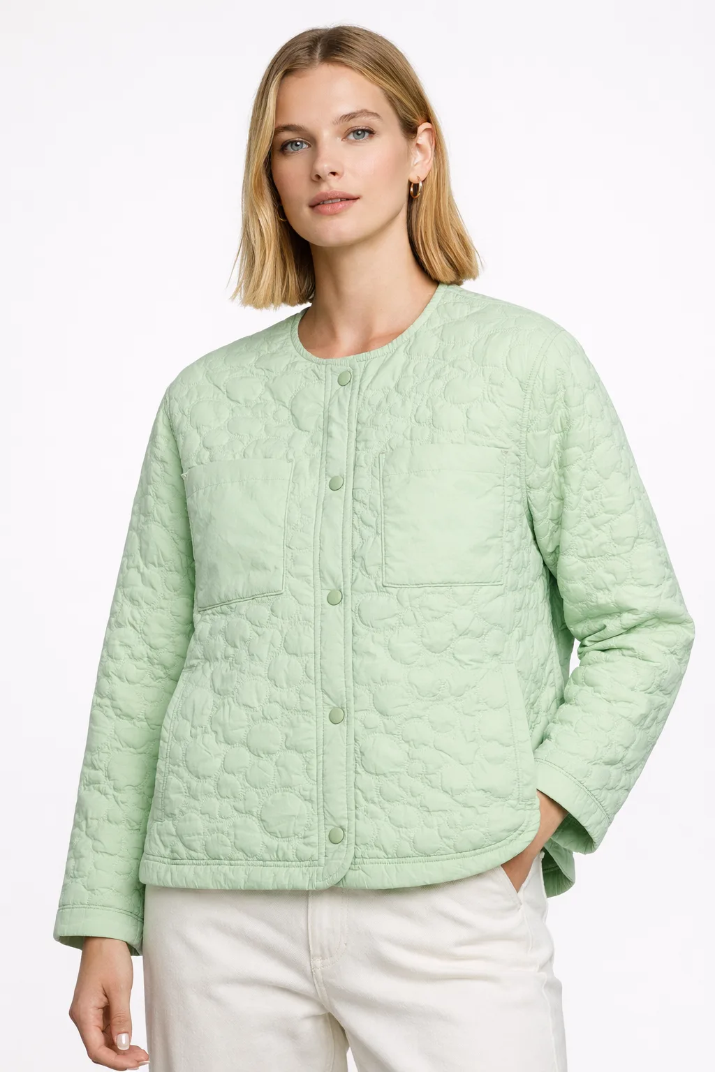 Zara Quilted Jacket Mint Green Size Xs