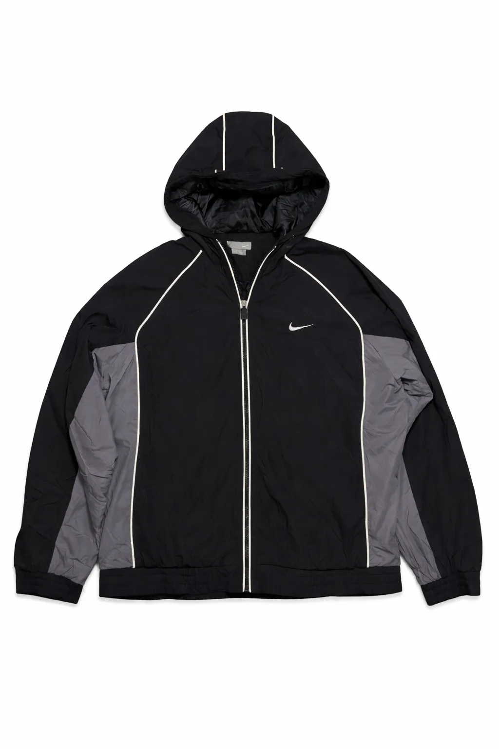 Y2K Nike Hooded Puffer Jacket Black Grey Early 2000S Size Xxl