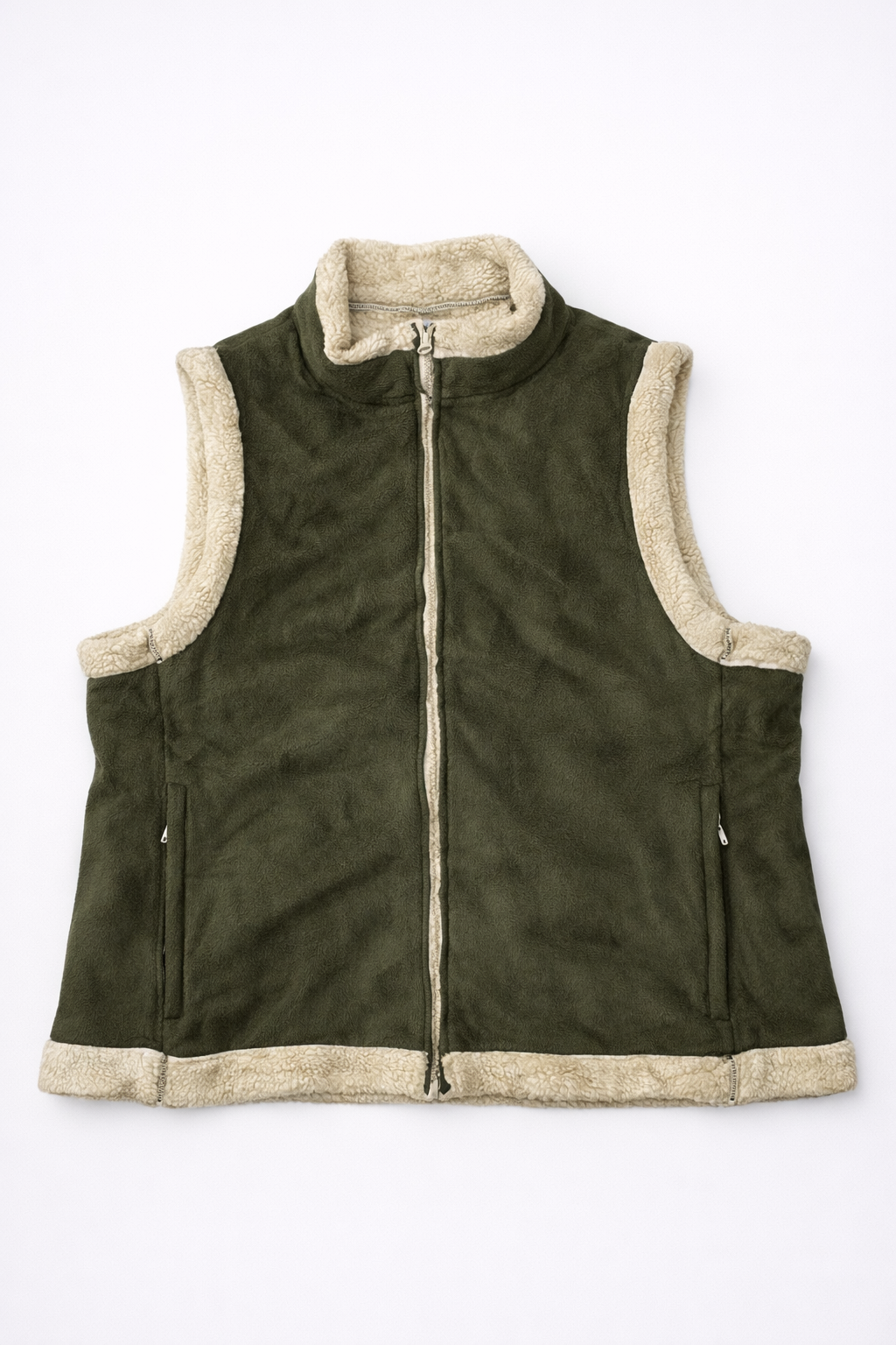 Old Navy Sherpa Fleece Vest Beige Warm Lined Casual Winter Unisex Xl