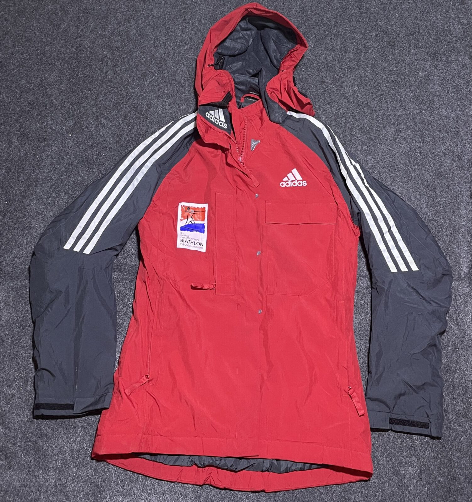 Adidas Ibu World Championships Biathlon 2009 Hooded Jacket Red/Grey M