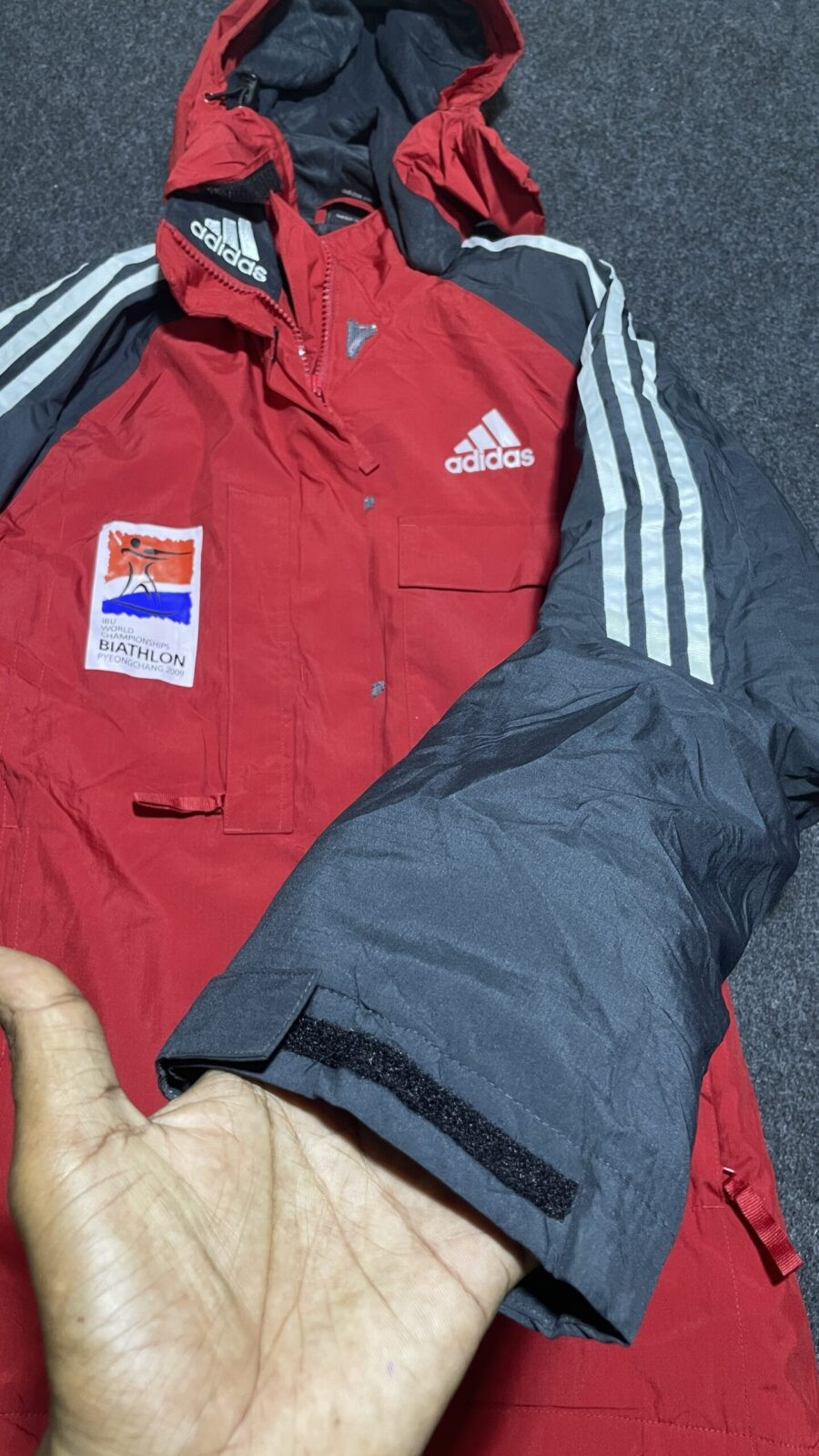Adidas Ibu World Championships Biathlon 2009 Hooded Jacket Red/Grey M