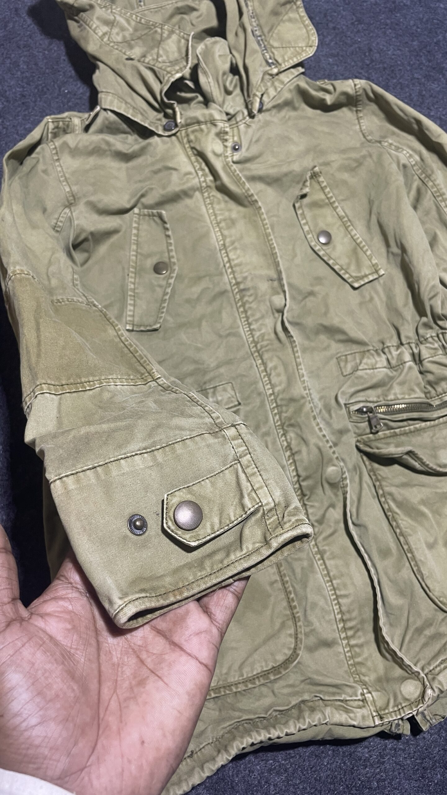 Vintage Zara Girls Denim Jacket Olive Size M