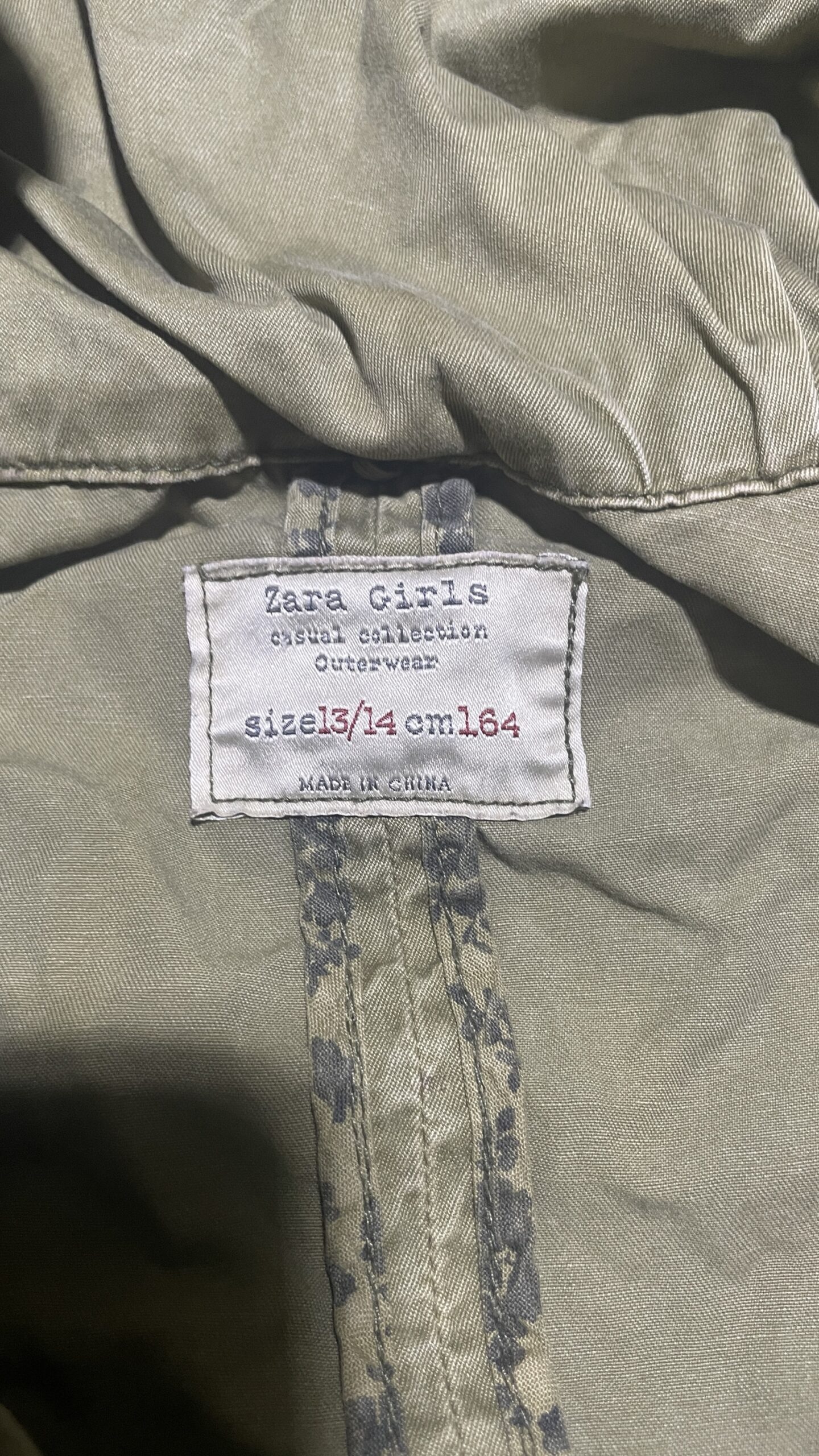 Vintage Zara Girls Denim Jacket Olive Size M