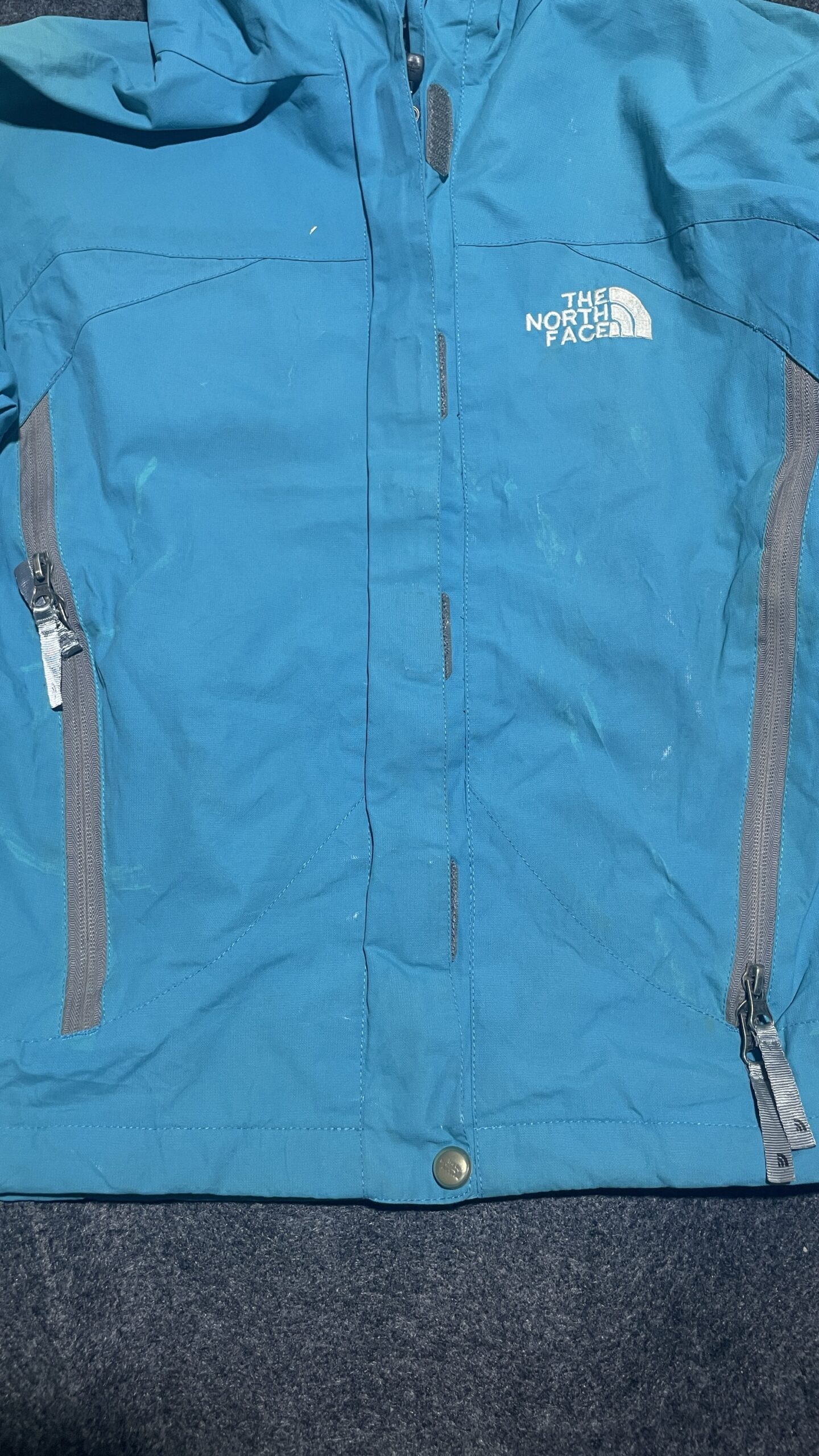 The North Face Gore-Tex Hooded Jacket Sky Blue Waterproof Outdoor Shell | Size Small
