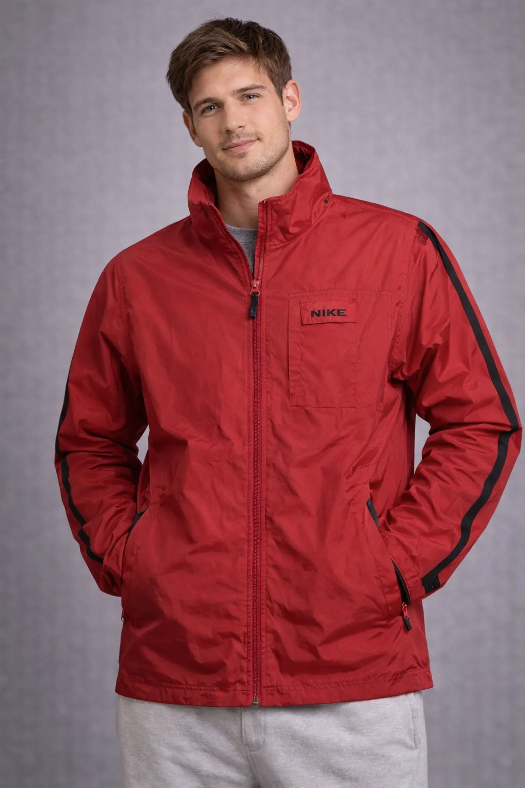 Vintage Nike Red Windbreaker Full Zip Pocket Detail Size Xxl