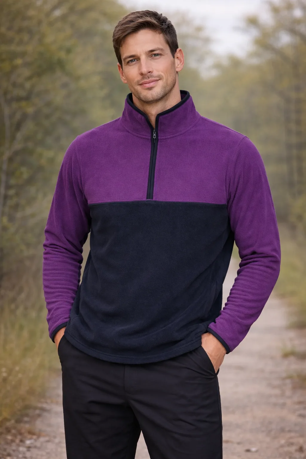 UNIQLO Winter Fleece Sweater Unisex Purple Black Size S