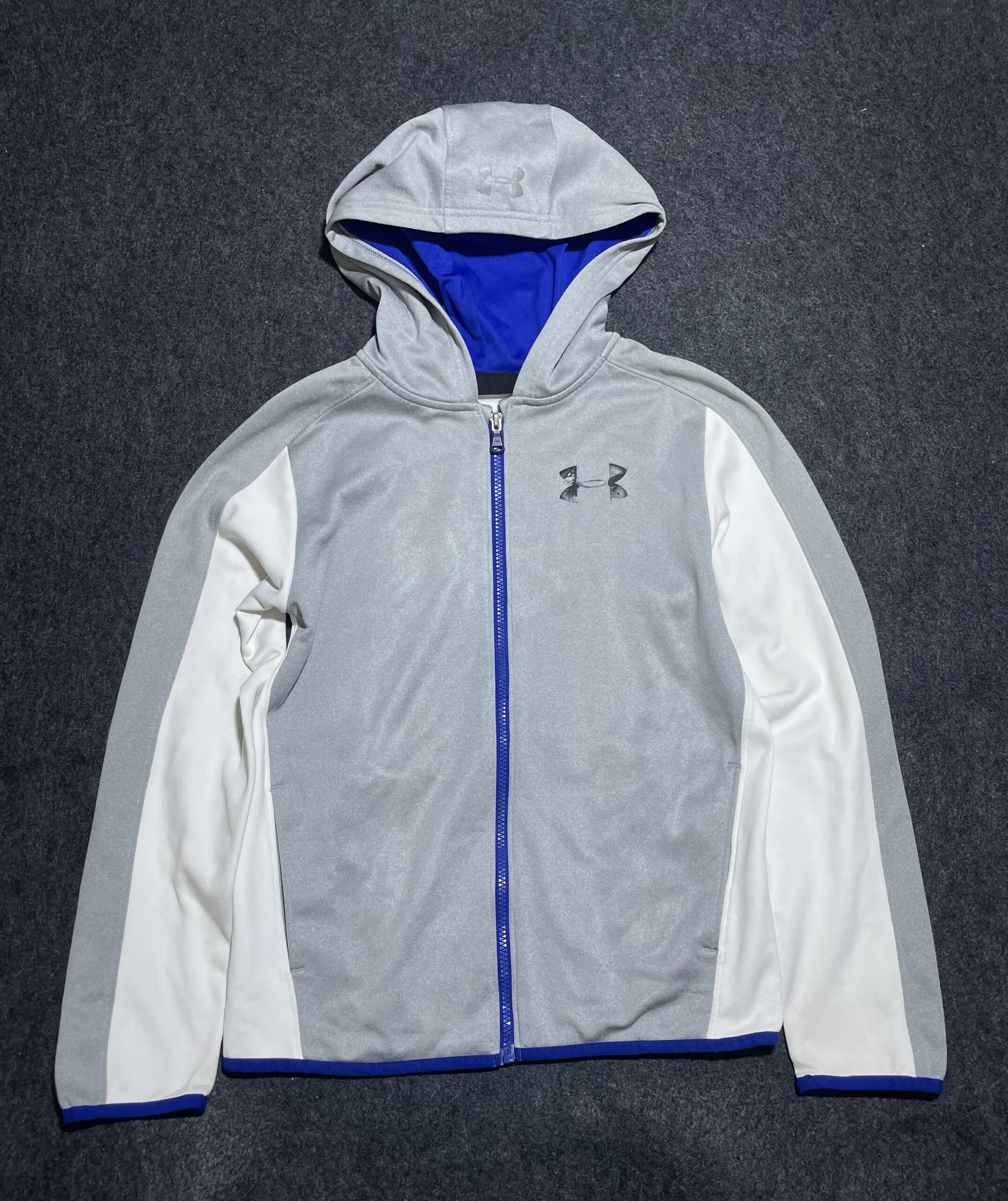 Under Armour Hooded Jacket Track Jacket Grey Blue Size S