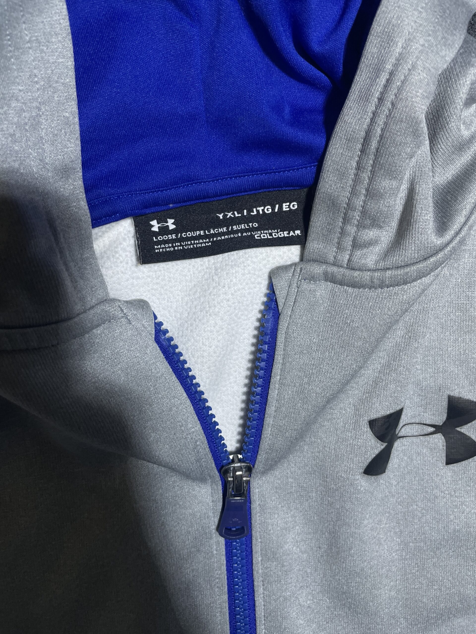 Under Armour Hooded Jacket Track Jacket Grey Blue Size S