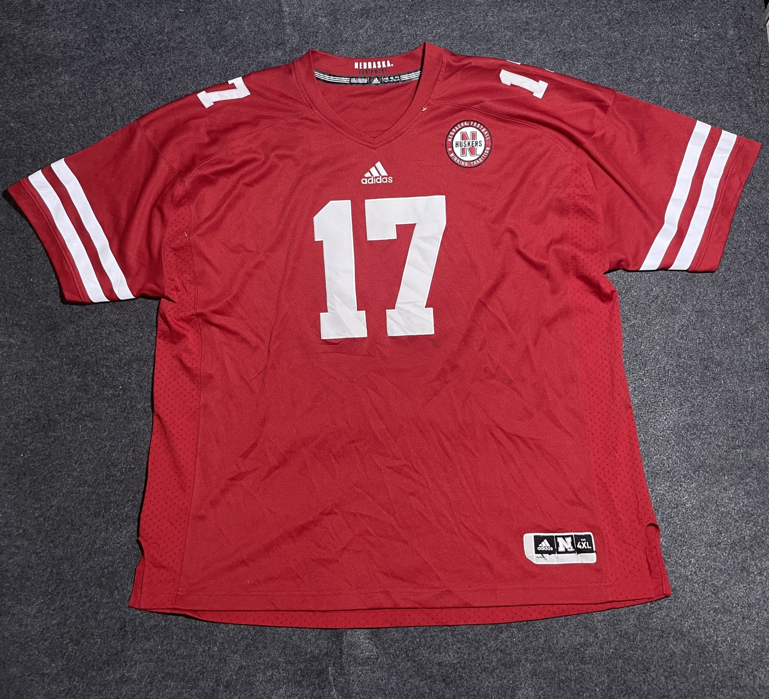 Adidas Nebraska Huskers #17 Football Jersey – Red Size 4Xl Thrifted