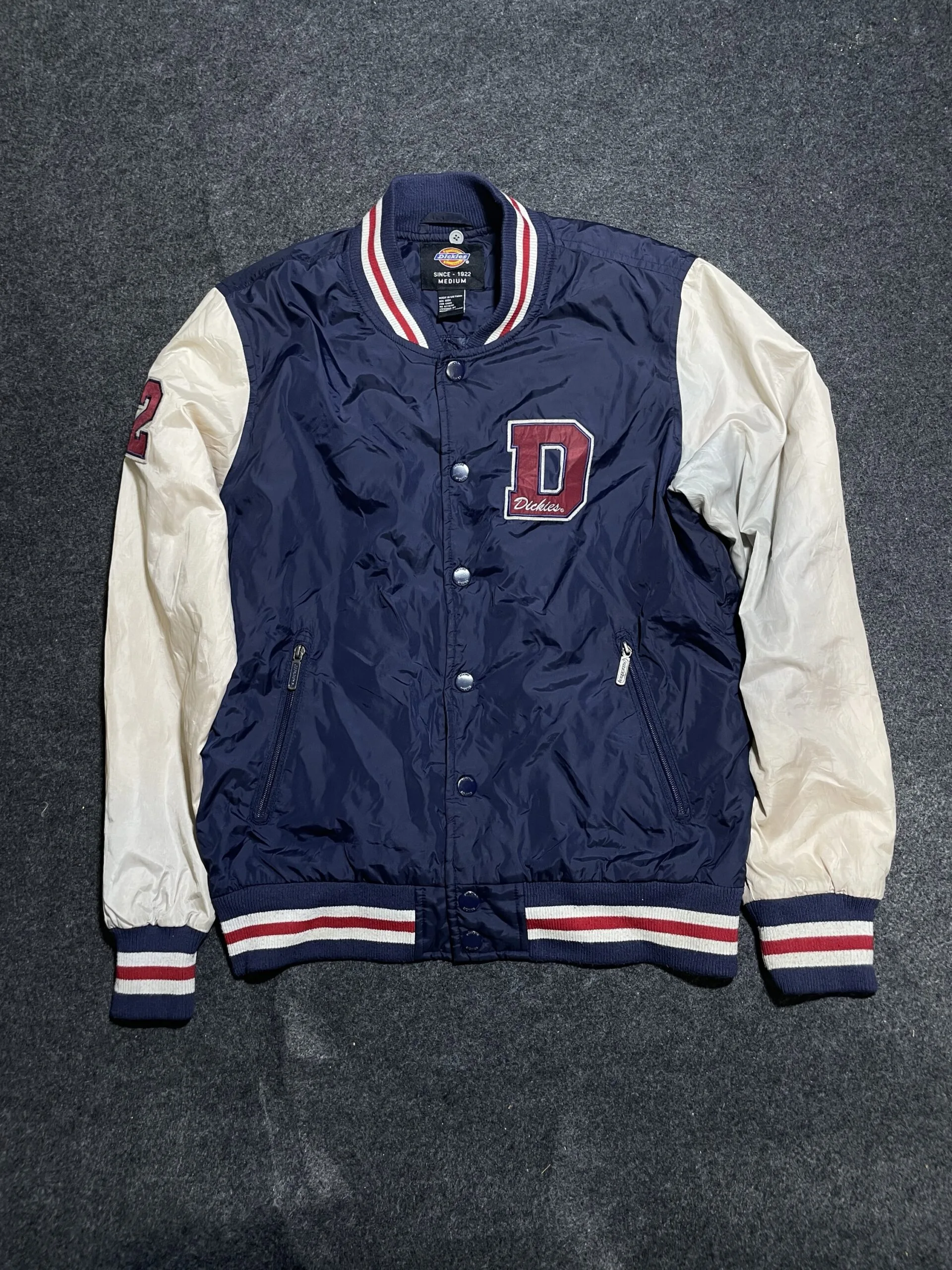 Dickies Varsity Bomber Jacket – Navy Cream Size M