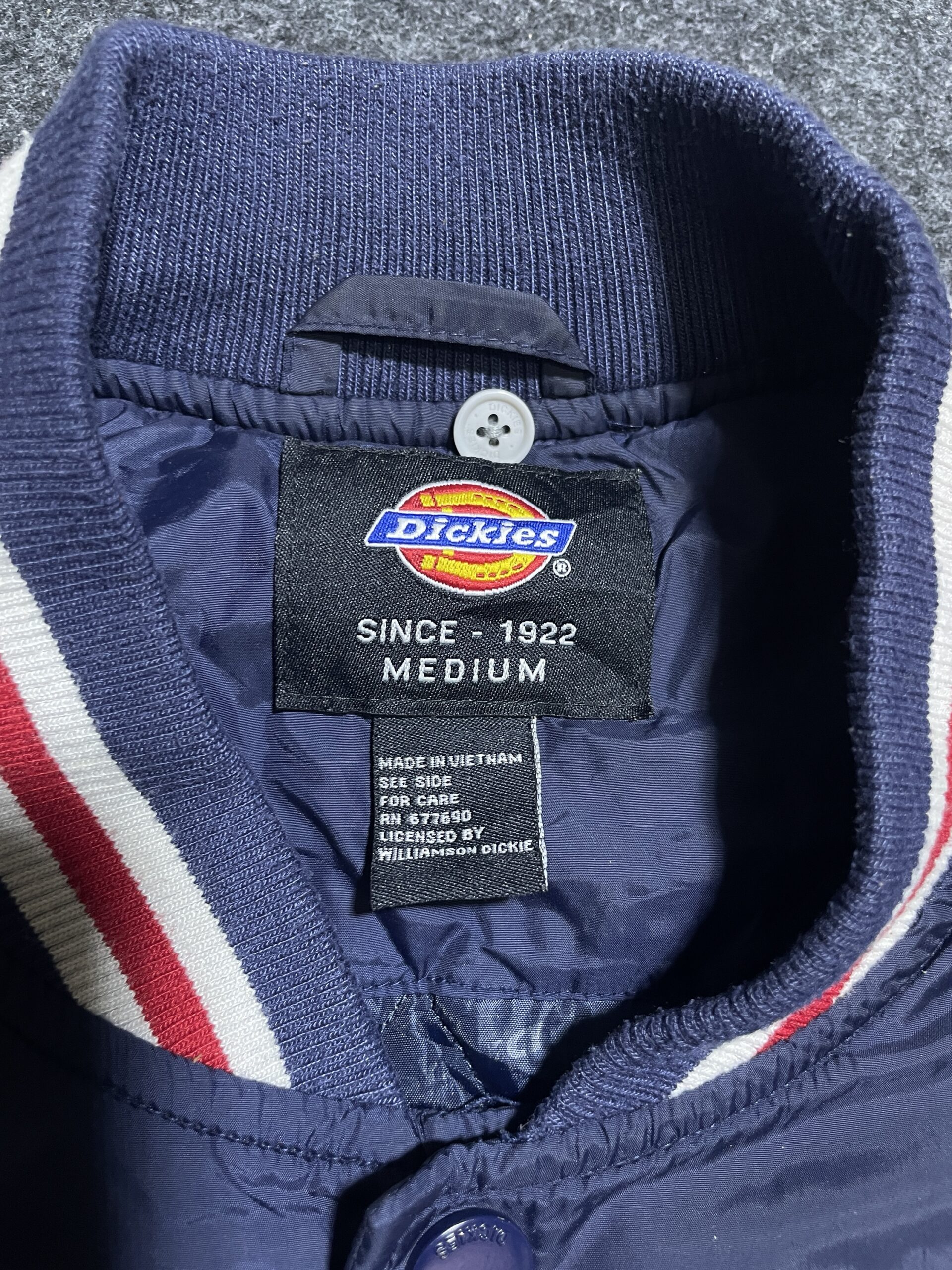Dickies Varsity Bomber Jacket – Navy Cream Size M