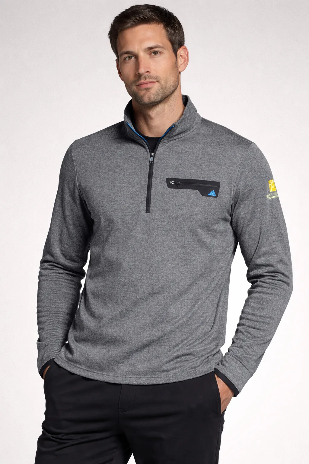 Adidas Climalite Men’s Quarter Zip Pullover Sweatshirt Grey Size L