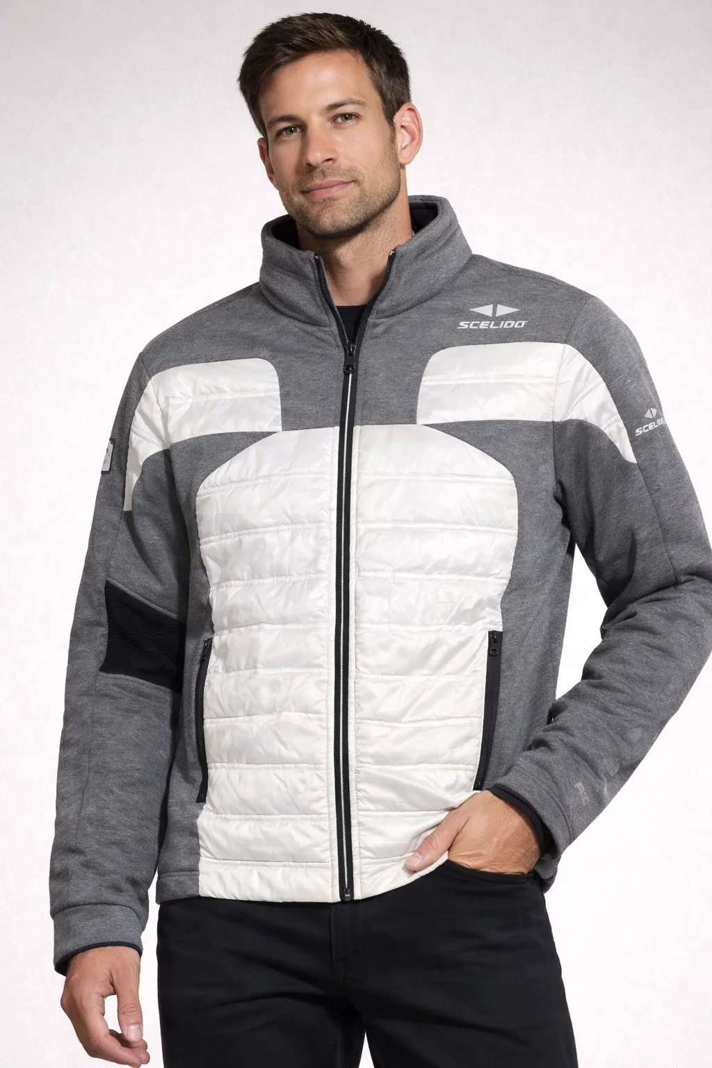 Scelido Hybrid Puffer Jacket Grey White Men’s Xl