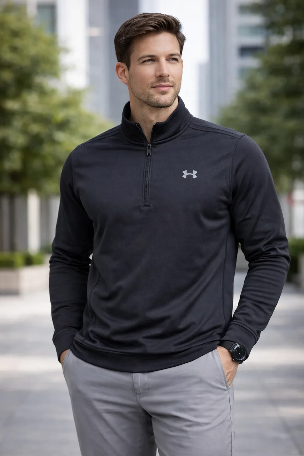 Under Armour Original Coldgear Half Zip up Tshirt Black 2XL