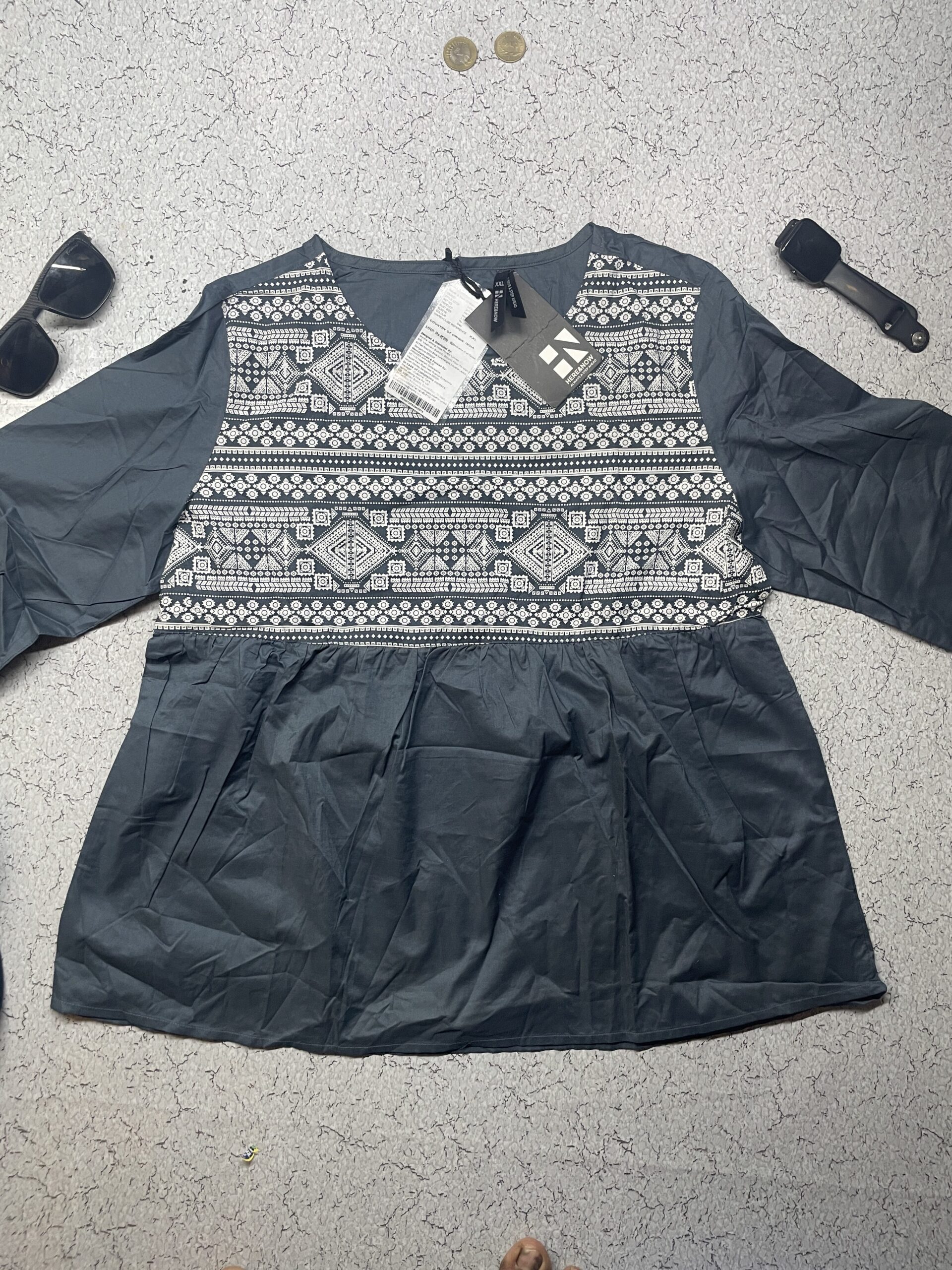 Here And Now Women’S Short Kurti White Grey 2Xl