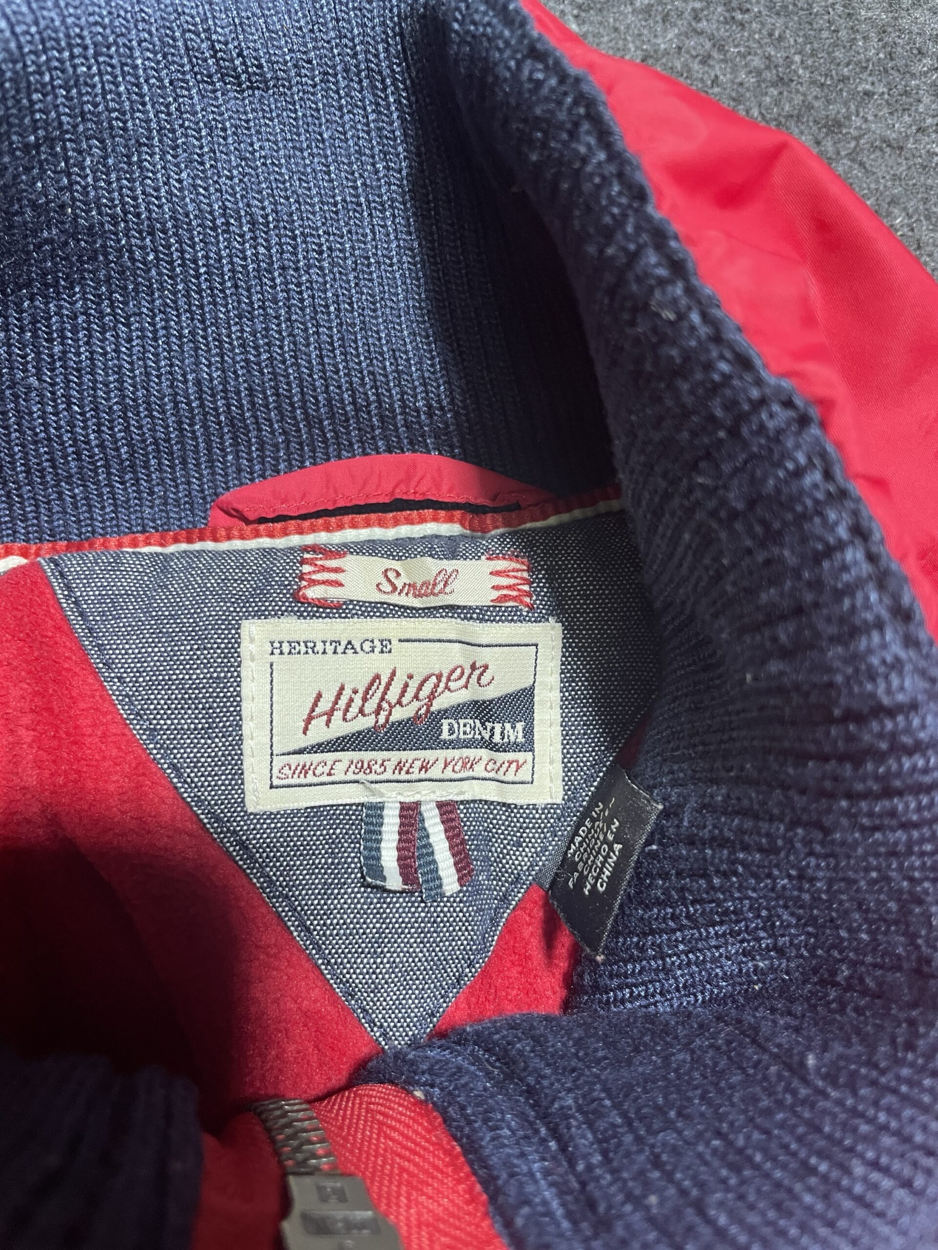 Tommy Hilfiger Heritage Denim Red Puffer Jacket Winter Insulated Small
