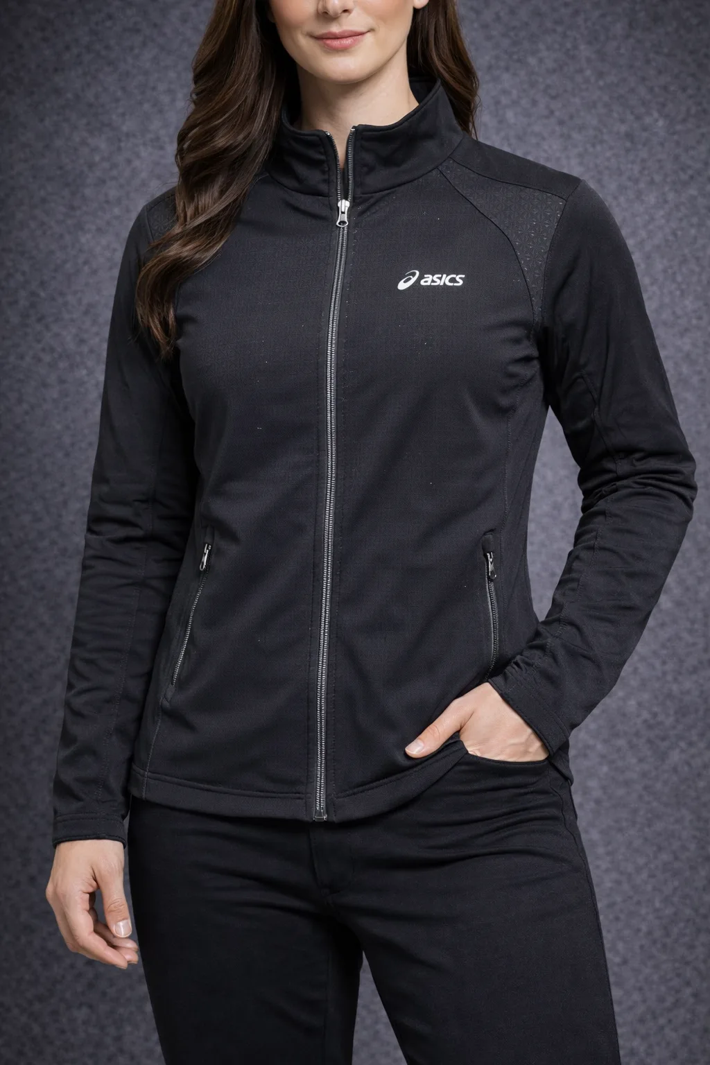 Asics Women’s Winter Track Jacket Black L Excellent Condition