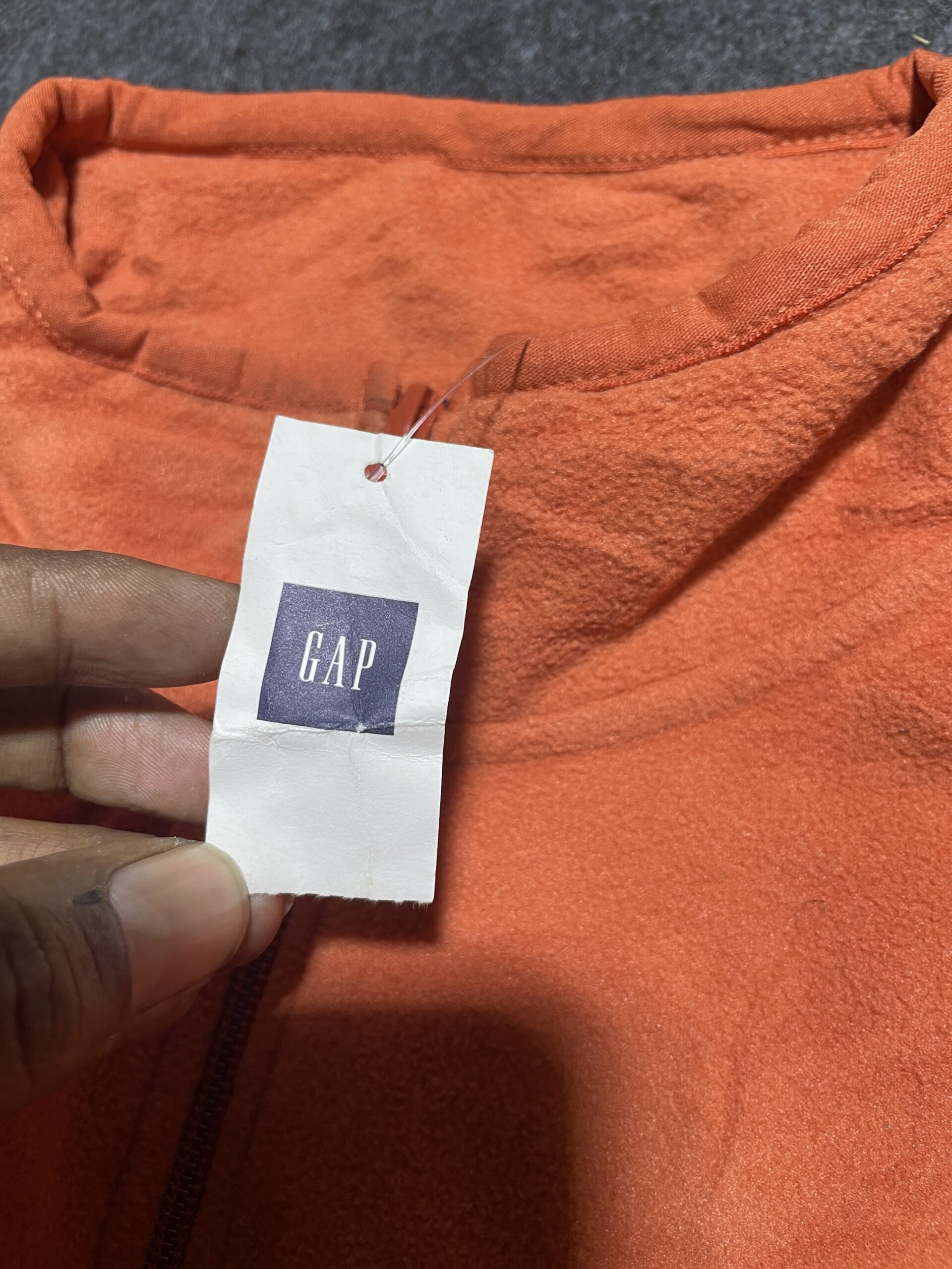 GAP Quilted Fleece Men’s Sweater Orange L Excellent Condition