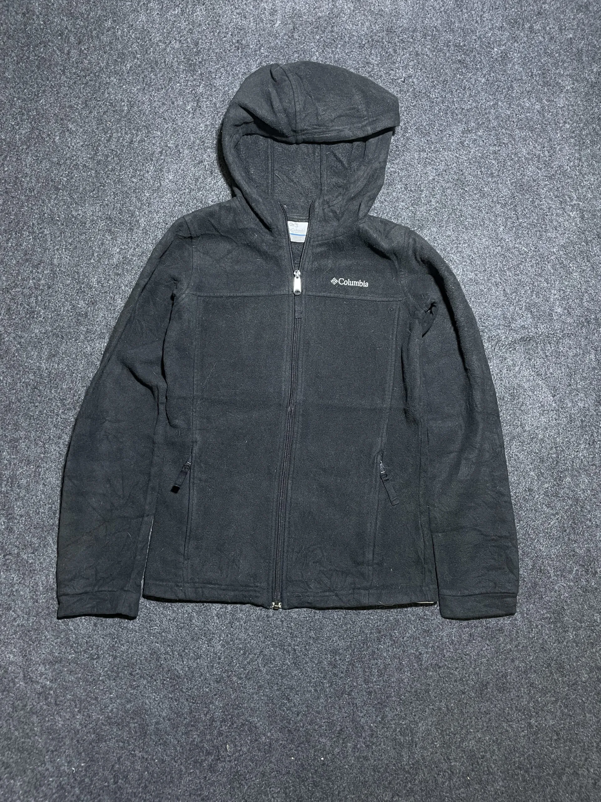 Columbia Hooded Fleece Jacket Black Xs Excellent Condition