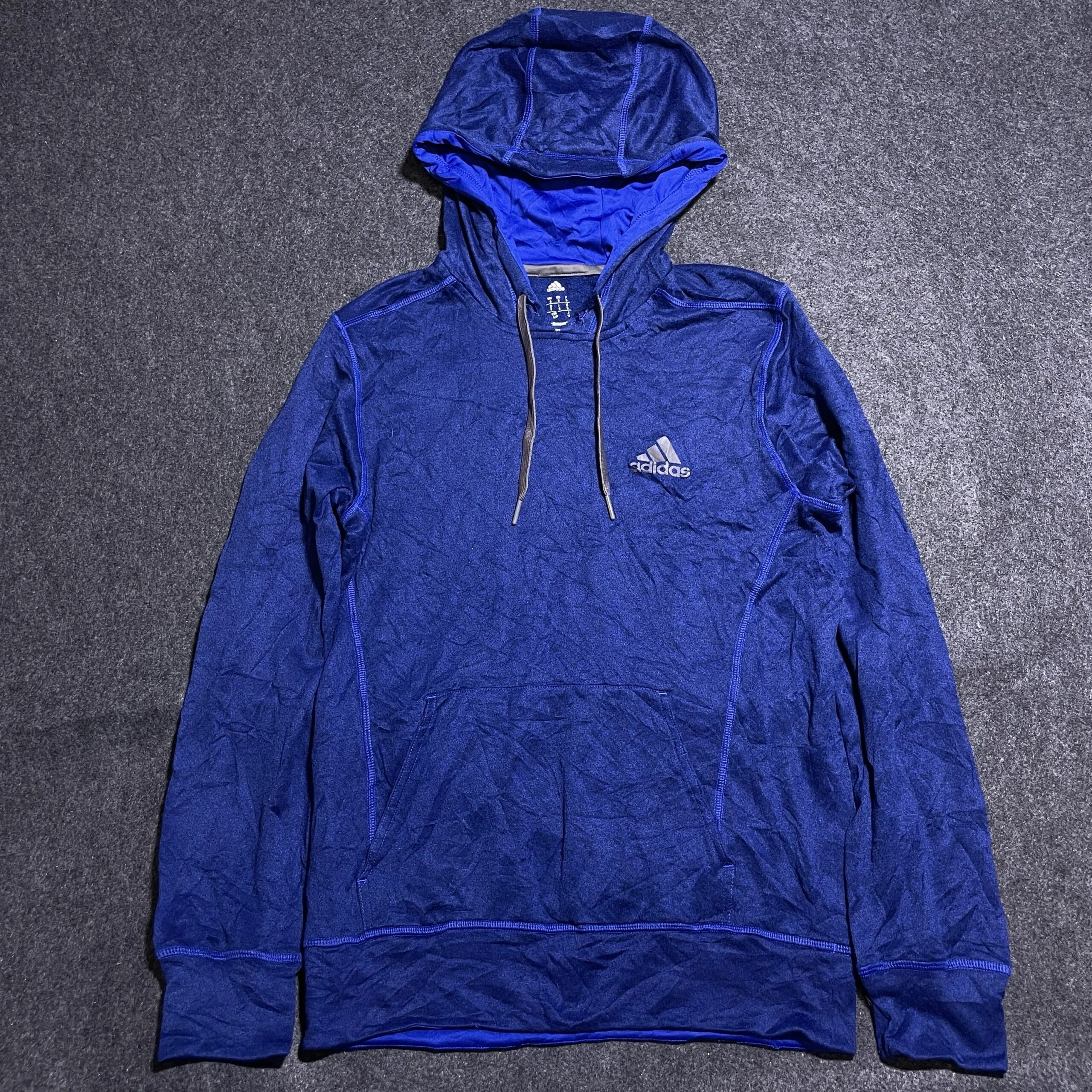 Adidas Blue Pullover Hoodie Athletic Fit Men’s M Excellent Condition