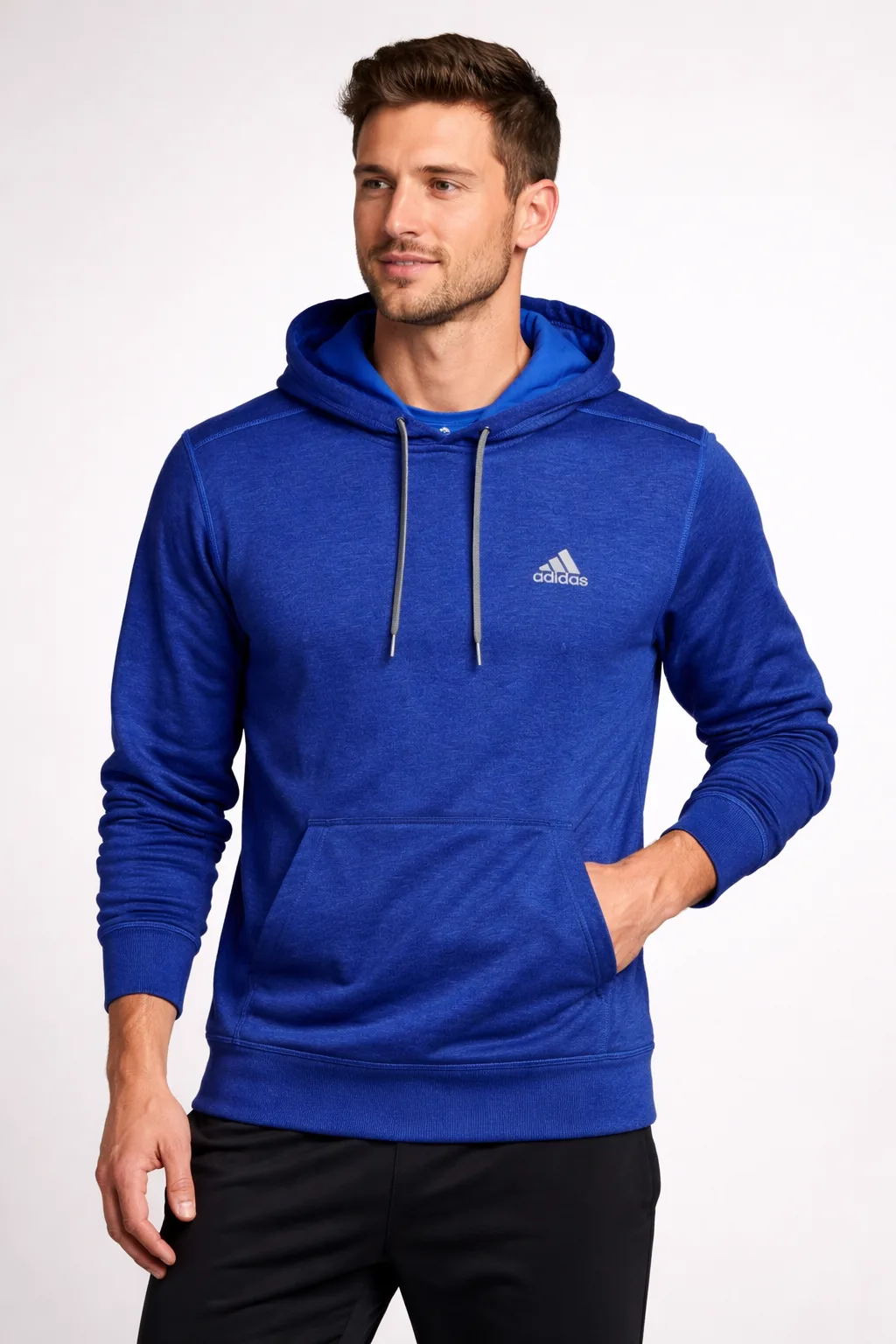 Adidas Blue Pullover Hoodie Athletic Fit Men’s M Excellent Condition