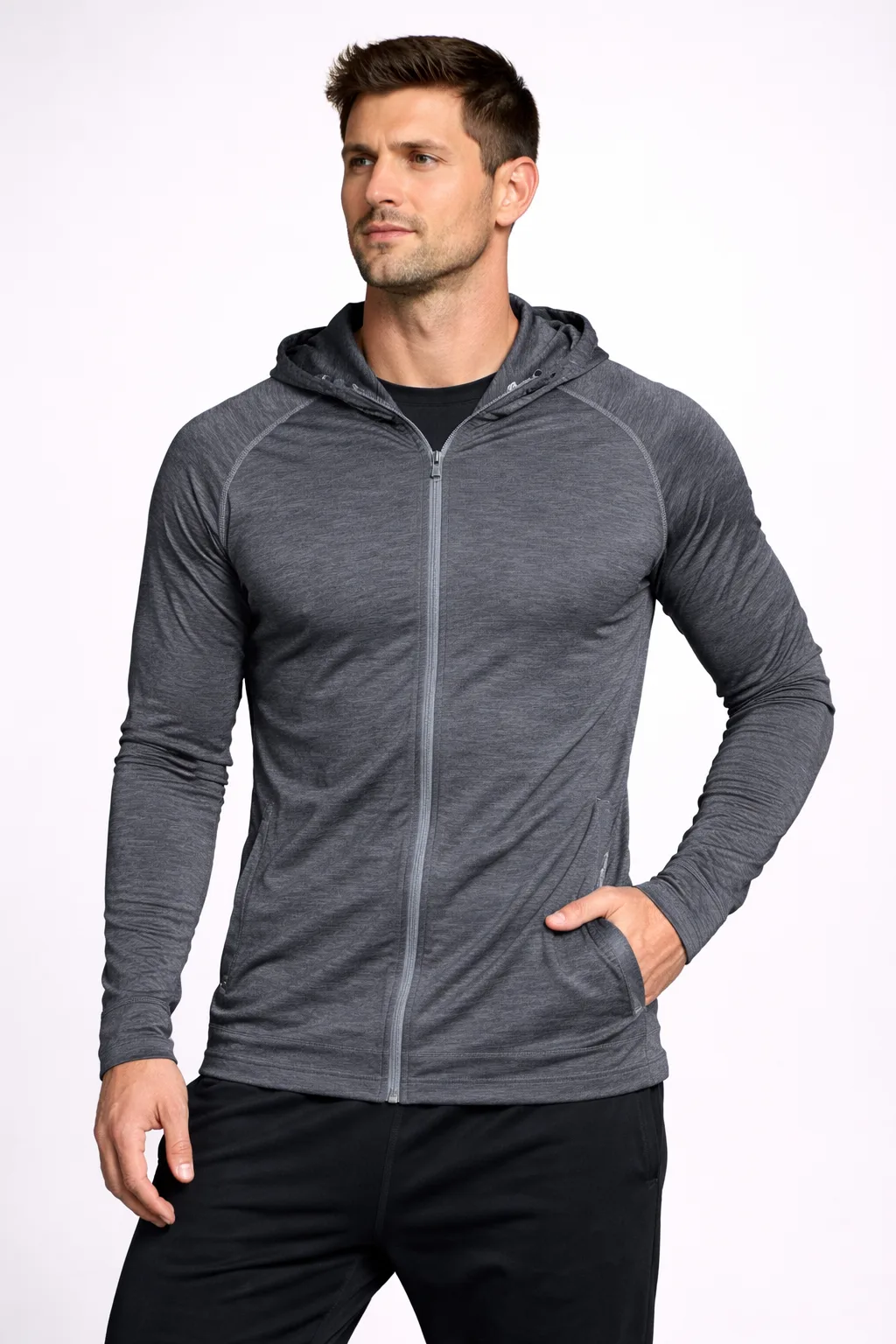 Reebok Hooded Sports Body Fitted Jacket Grey Small Excellent Condition