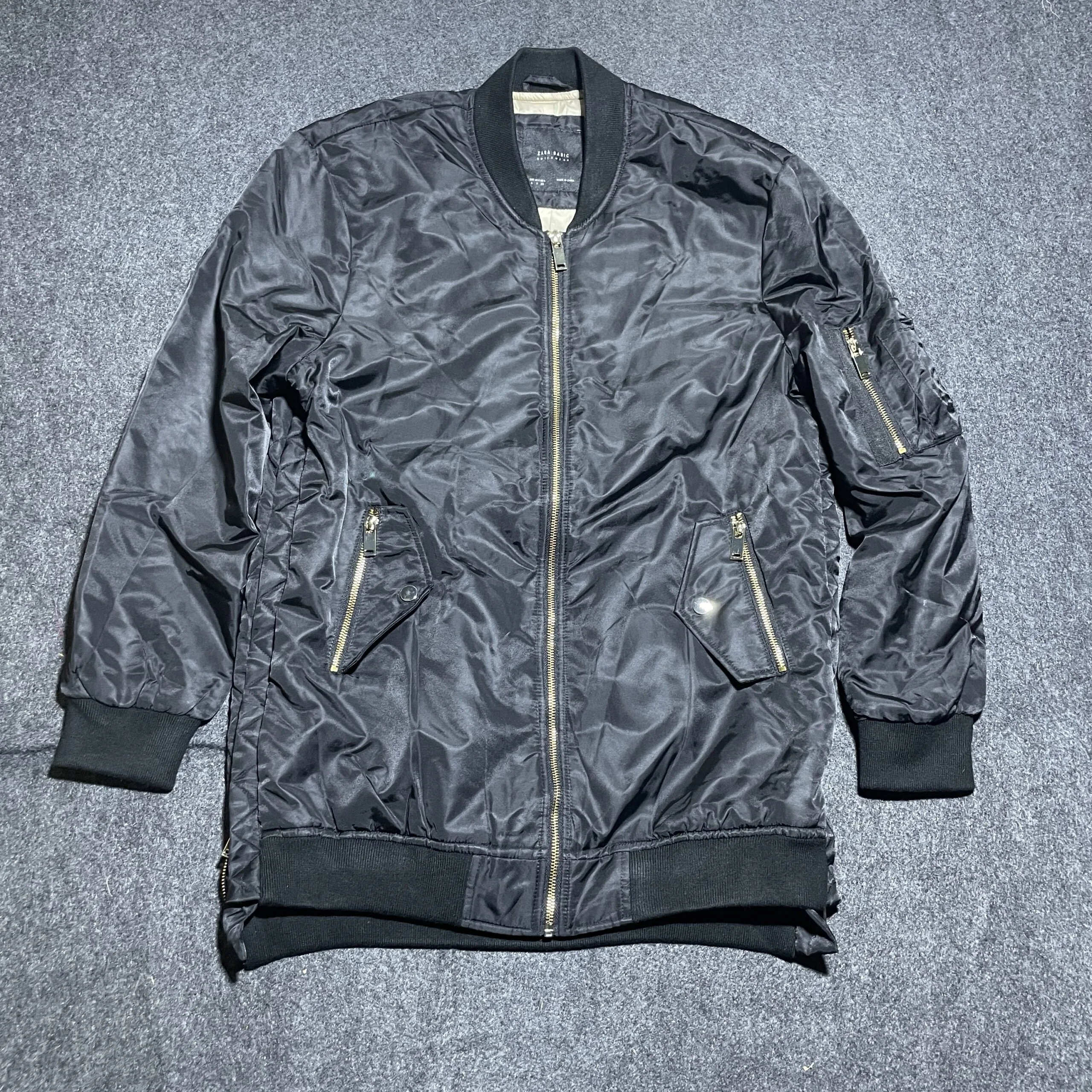 ZARA BASIC Black Bomber Parka Jacket M