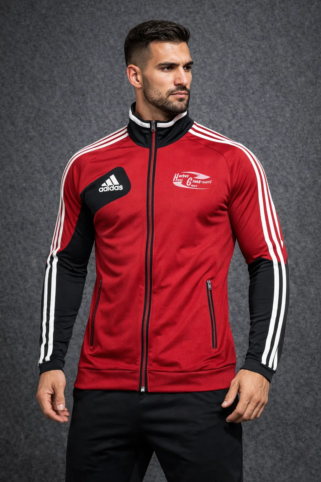 Adidas Original Track Jacket Red Black Xl