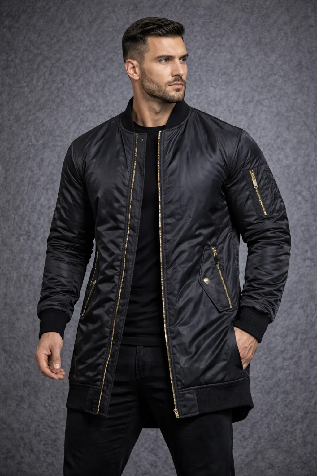 ZARA BASIC Black Bomber Parka Jacket M