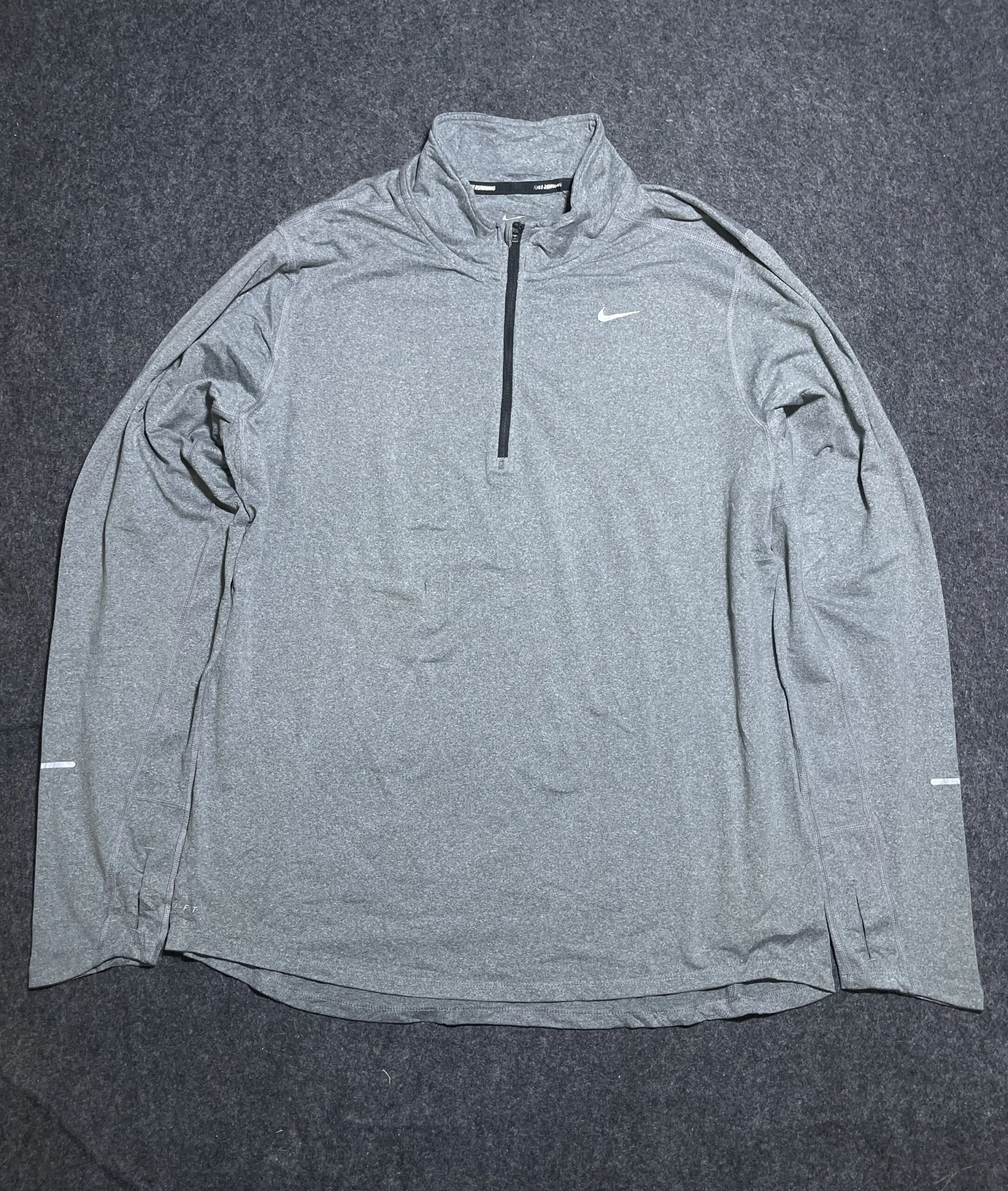 Nike Running Original Dri Fit Half Zip Up Tshirt Grey XL