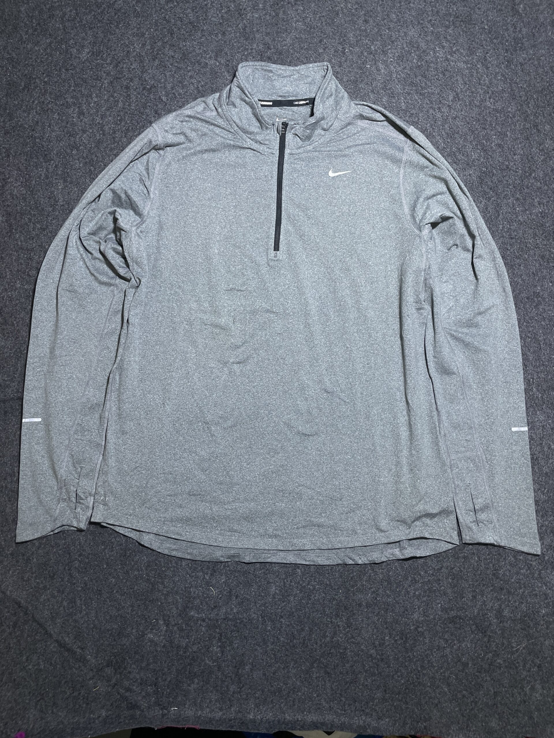 Nike Running Original Dri Fit Half Zip Up Tshirt Grey XL