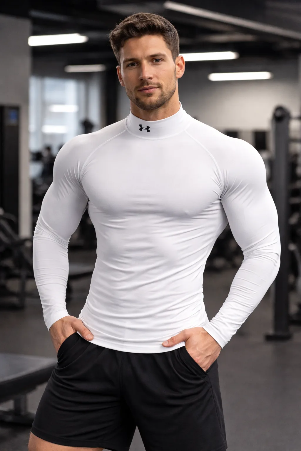 Under Armour White Compression Gym Top – Slim Body Fit (Size M)