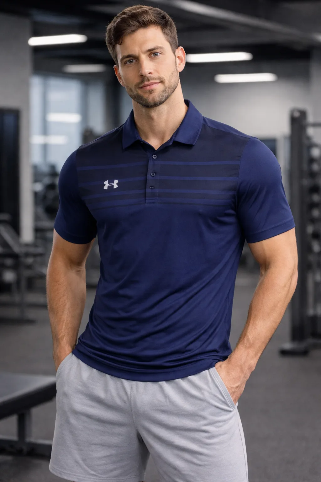 Under Armour Navy Blue Polo T-Shirt – Men’s Athletic Fit (Size M)