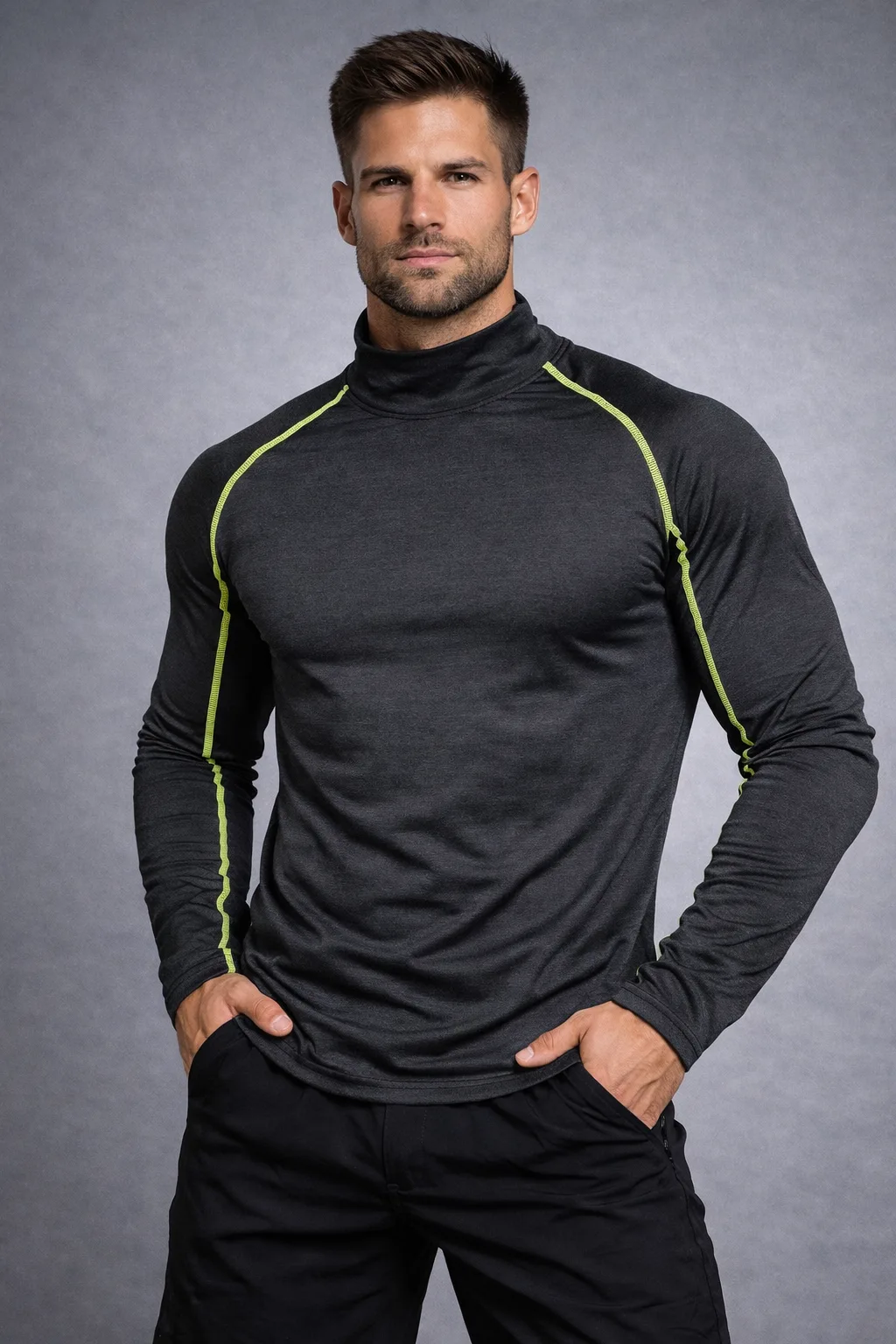 High Neck Compression Body Fitted Tshirt Black Small Excellent
