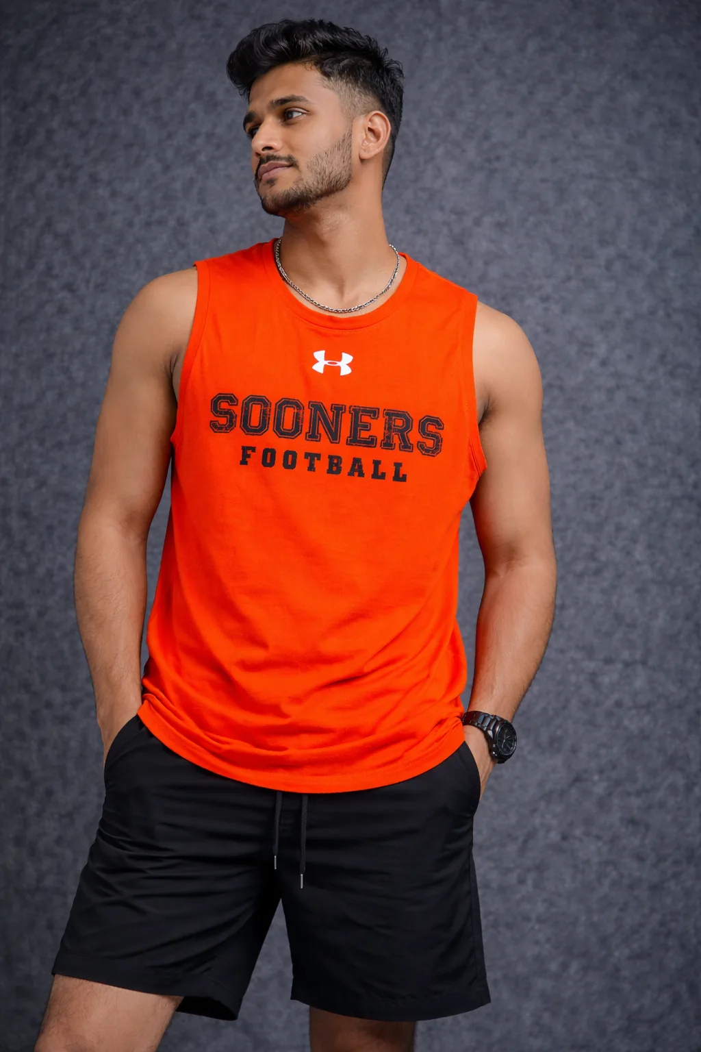 Under Armour Heatgear Sleeveless Tshirt Orange M Modified