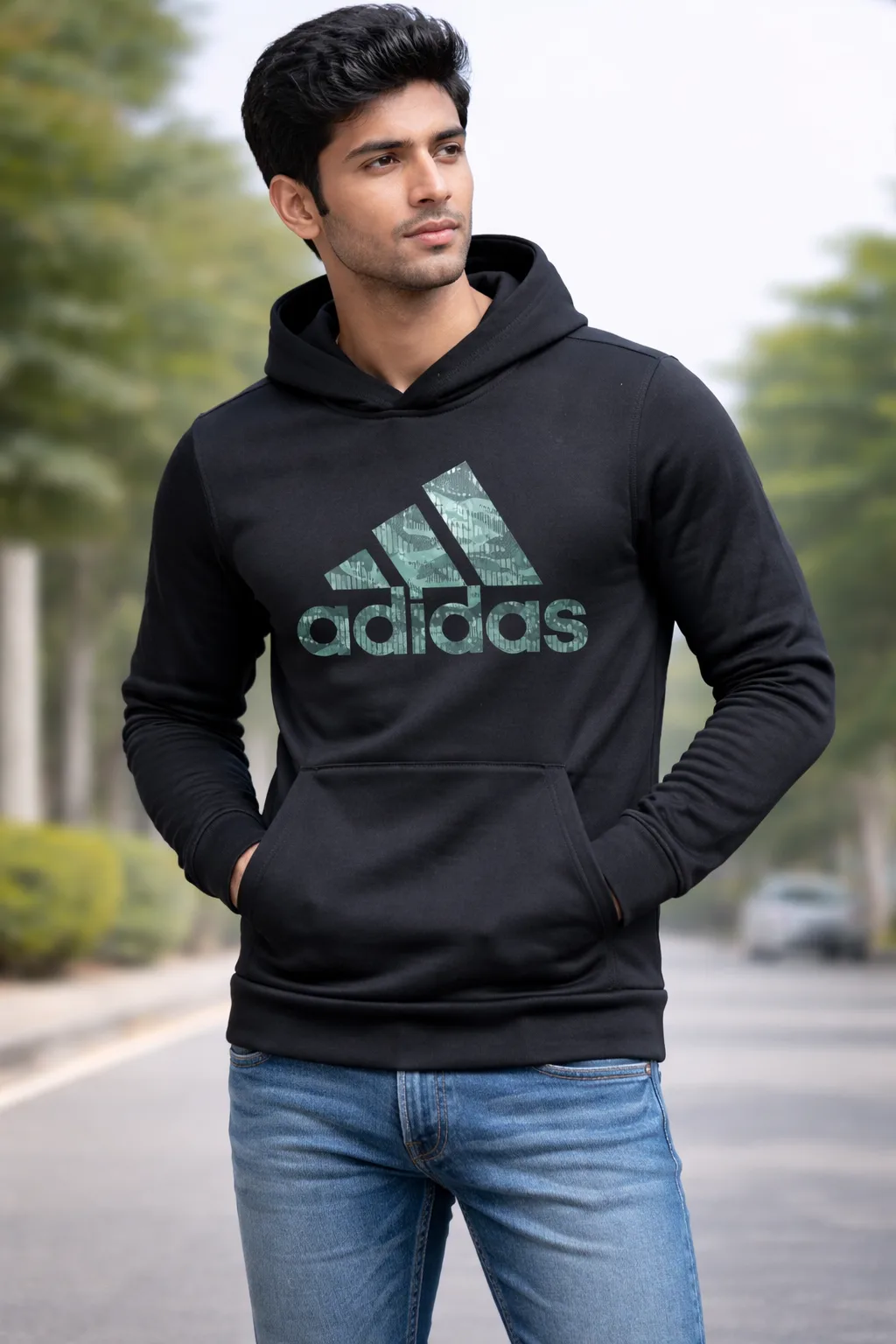 Adidas Original Hooded T-shirt Black S
