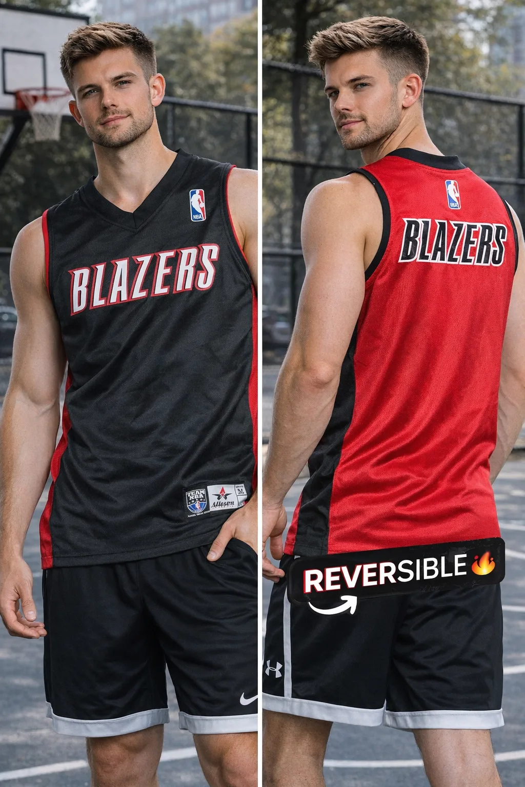 Portland Trail Blazers Reversible NBA Jersey – Black/Red | Size S | Allson Athletic