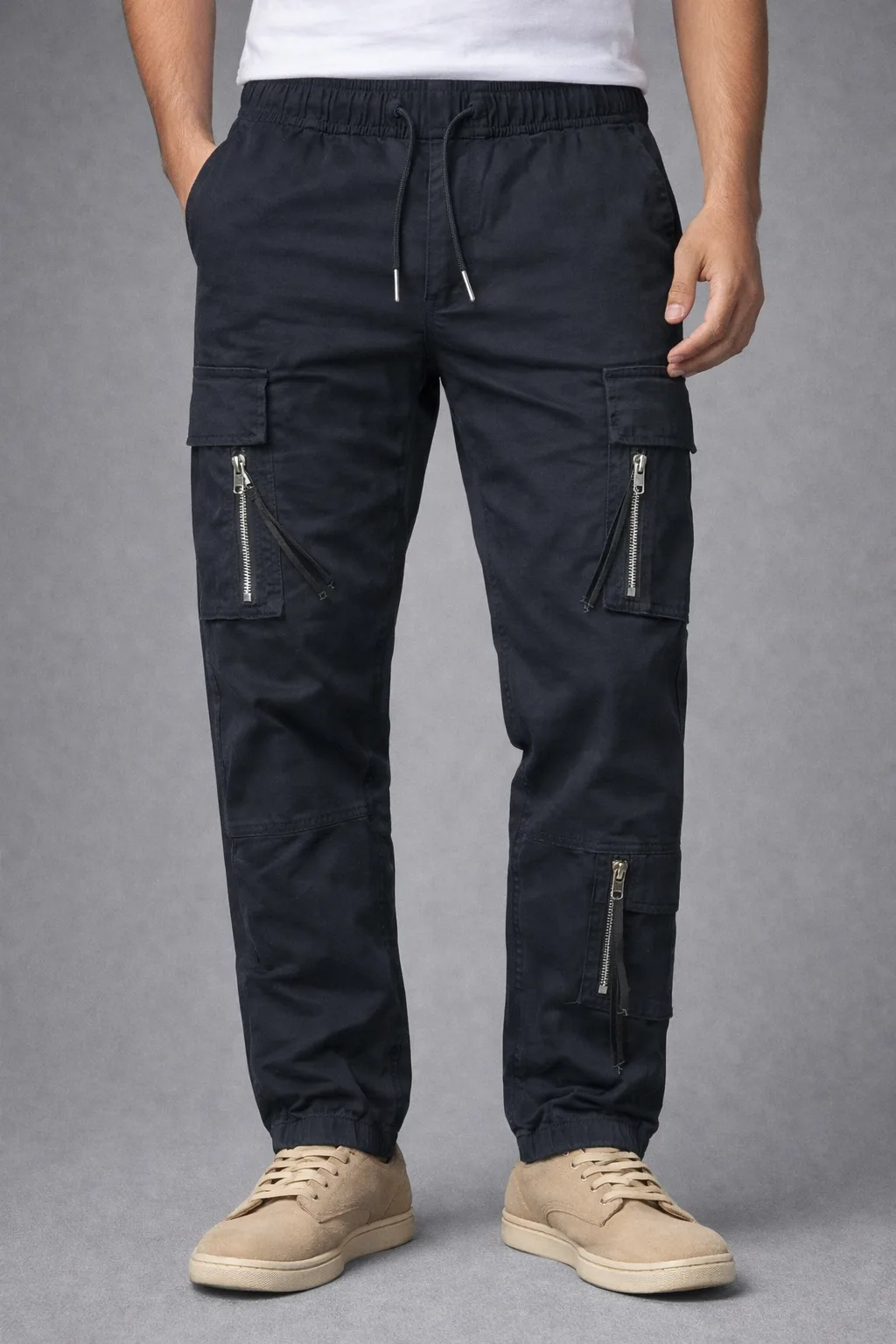 H&M Slim Fit Cargo Pants | Black | Utility Style | Stretch Fabric | Size XS 28